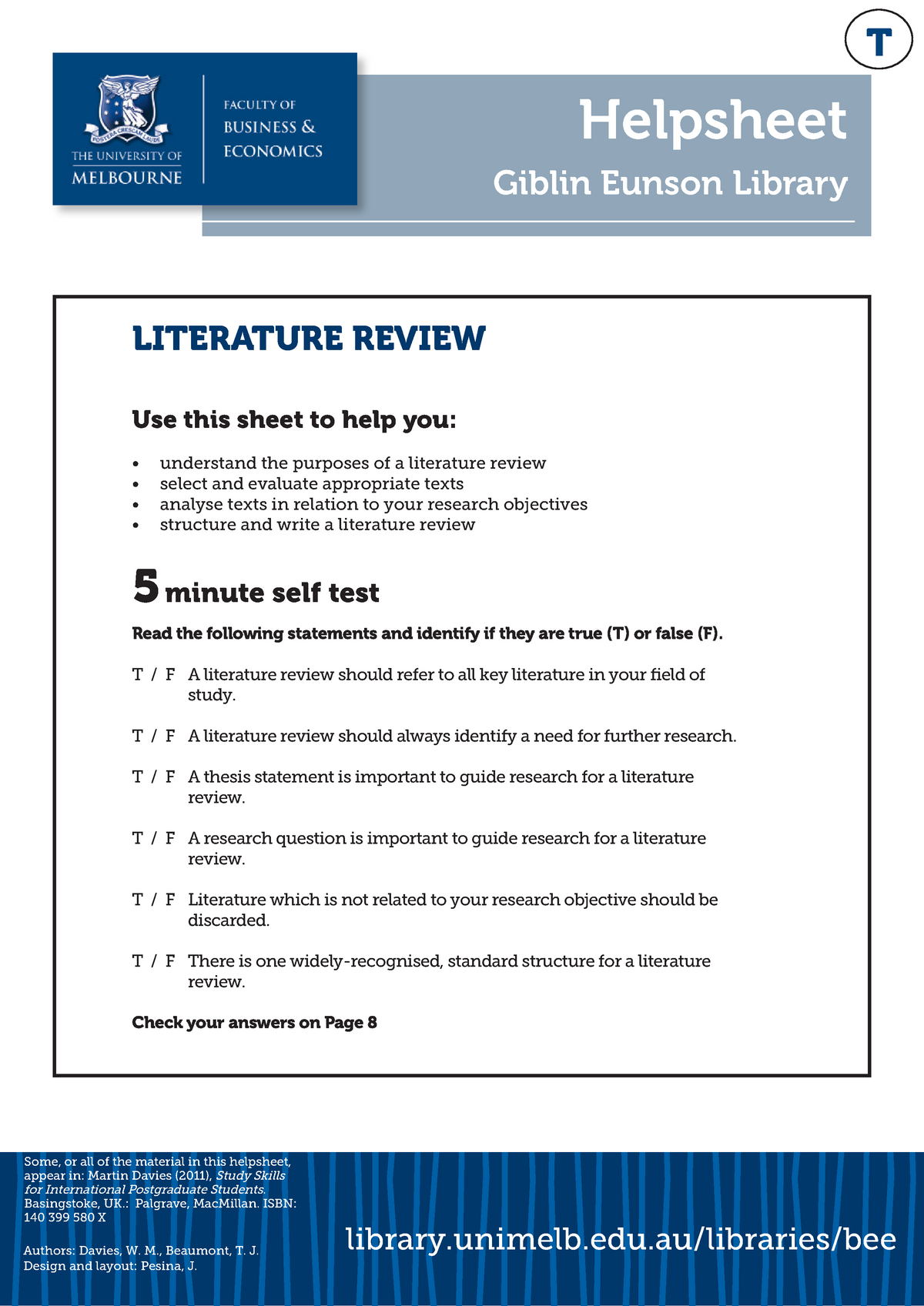how to write a literature review unimelb