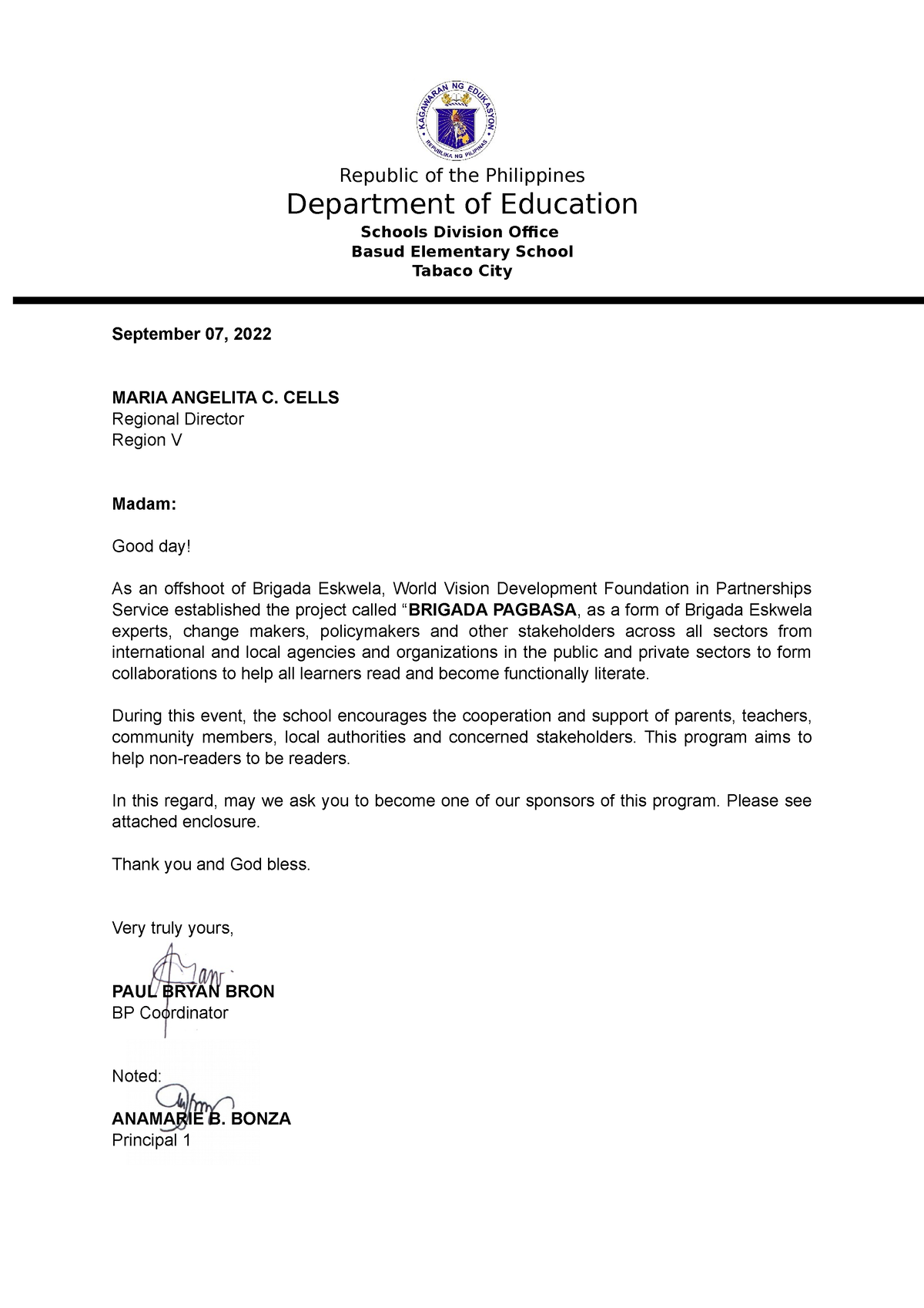 Department of budget management solicitation letter - Republic of the ...