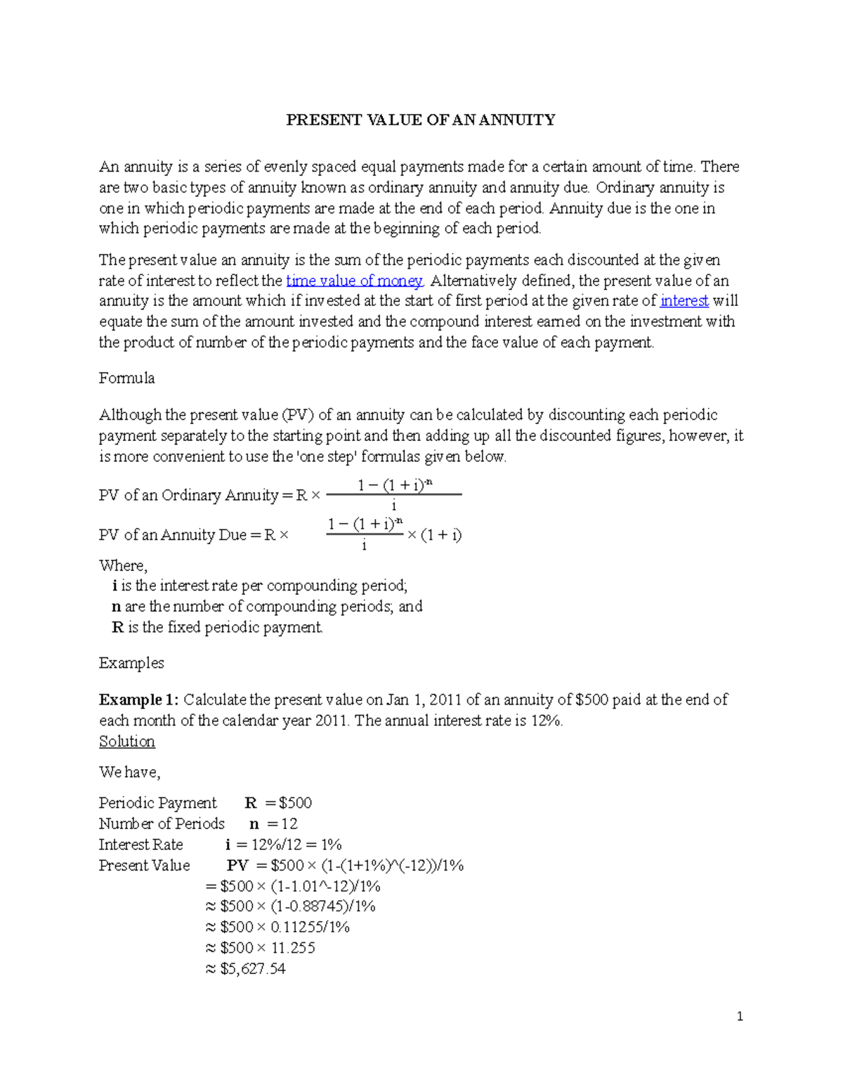 Present AND Future Values OF AN Ordinary AND Annuity DUE Exampes 