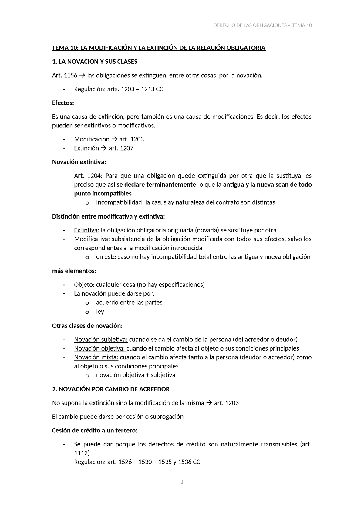 Tema 10 - Apuntes - TEMA 10: LA MODIFICACIÓN Y LA EXTINCIÓN DE LA ...