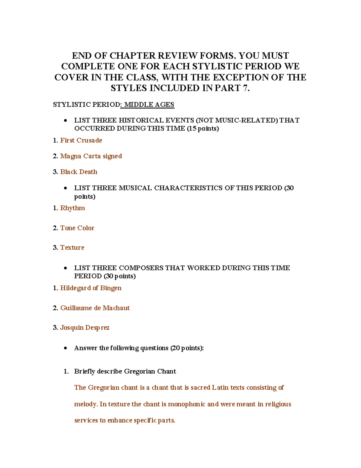Chapter review Middle Ages - END OF CHAPTER REVIEW FORMS. YOU MUST ...