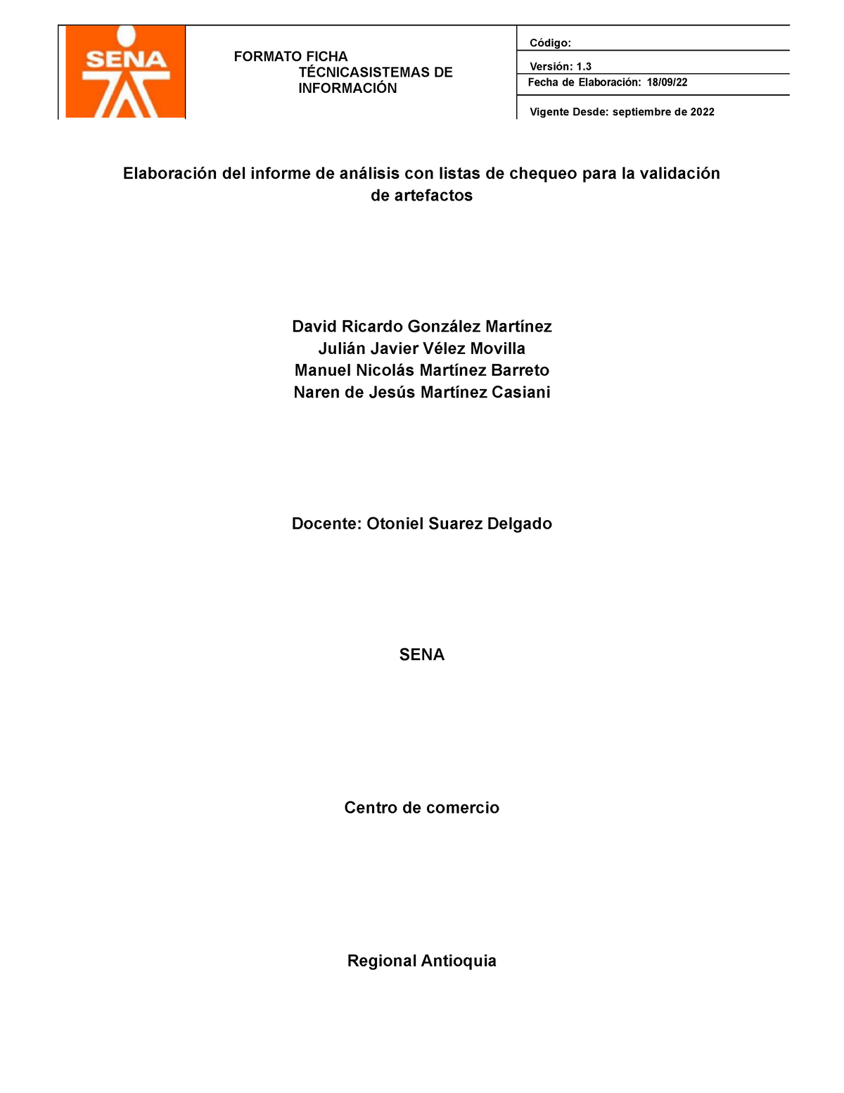 Elaboración Del Informe De Análisis Con Listas De Chequeo Para La