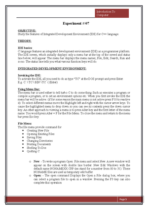 Lab4 - Learning the basic features and facilities of spreadsheets and ...