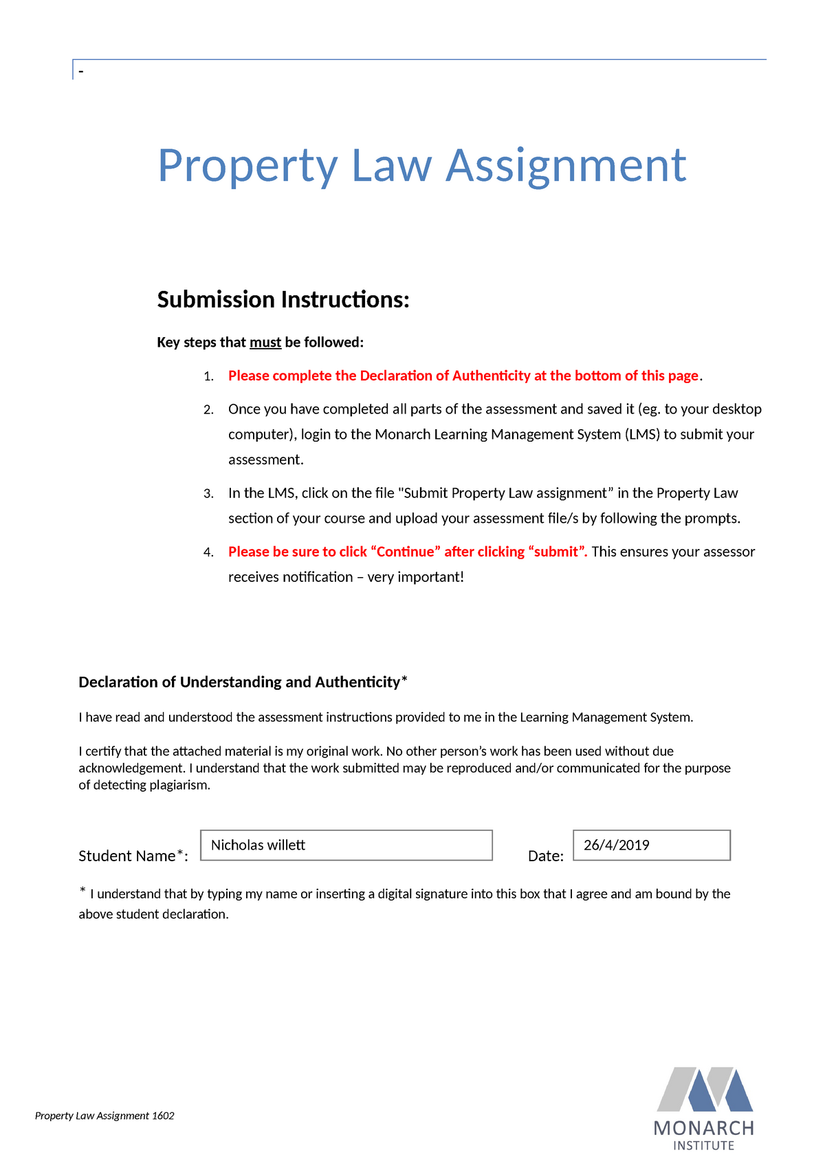 property law assignment definition