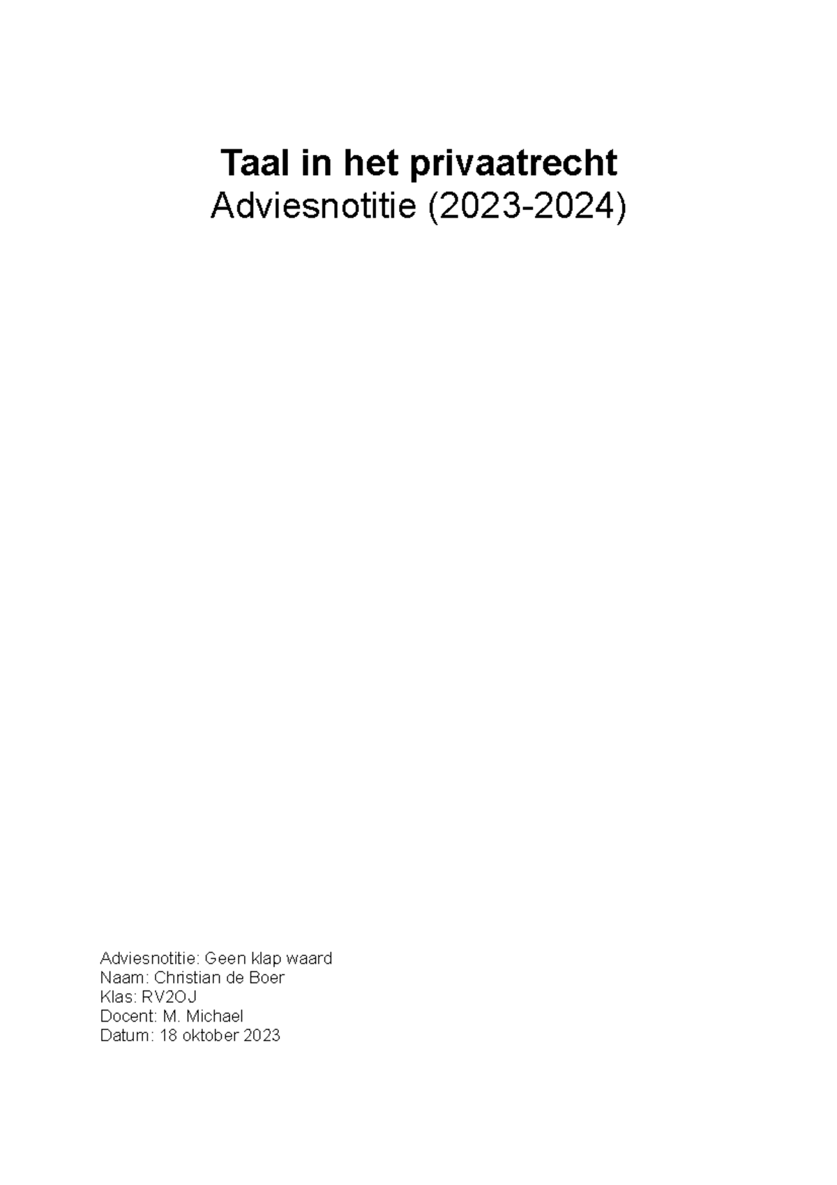 Adviesnotitie Taal In Het Privaatrecht 2023-2024 - Taal In Het ...