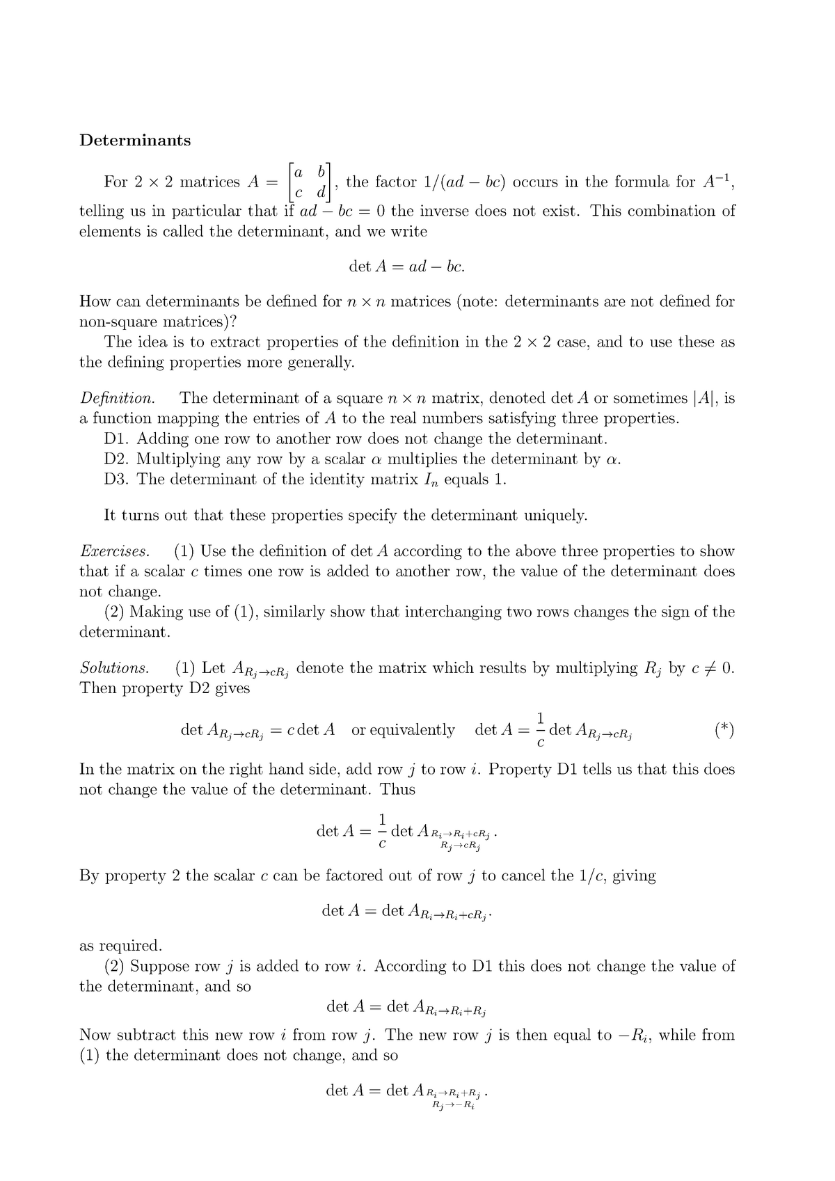 determinant-theory-determinants-for-2-2-matricesa-a-b-c-d-the