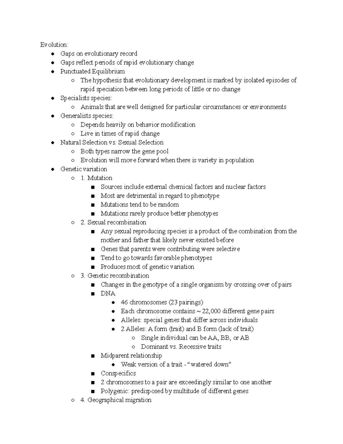Evolution behavior - notes - Evolution: Gaps on evolutionary record ...