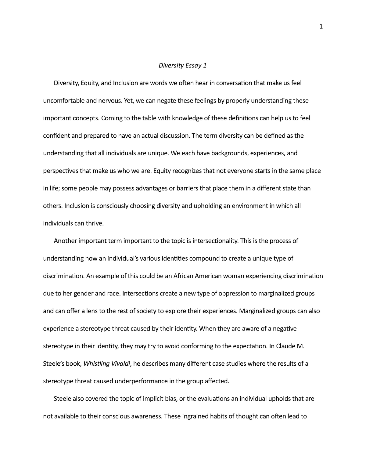 college essay examples about diversity