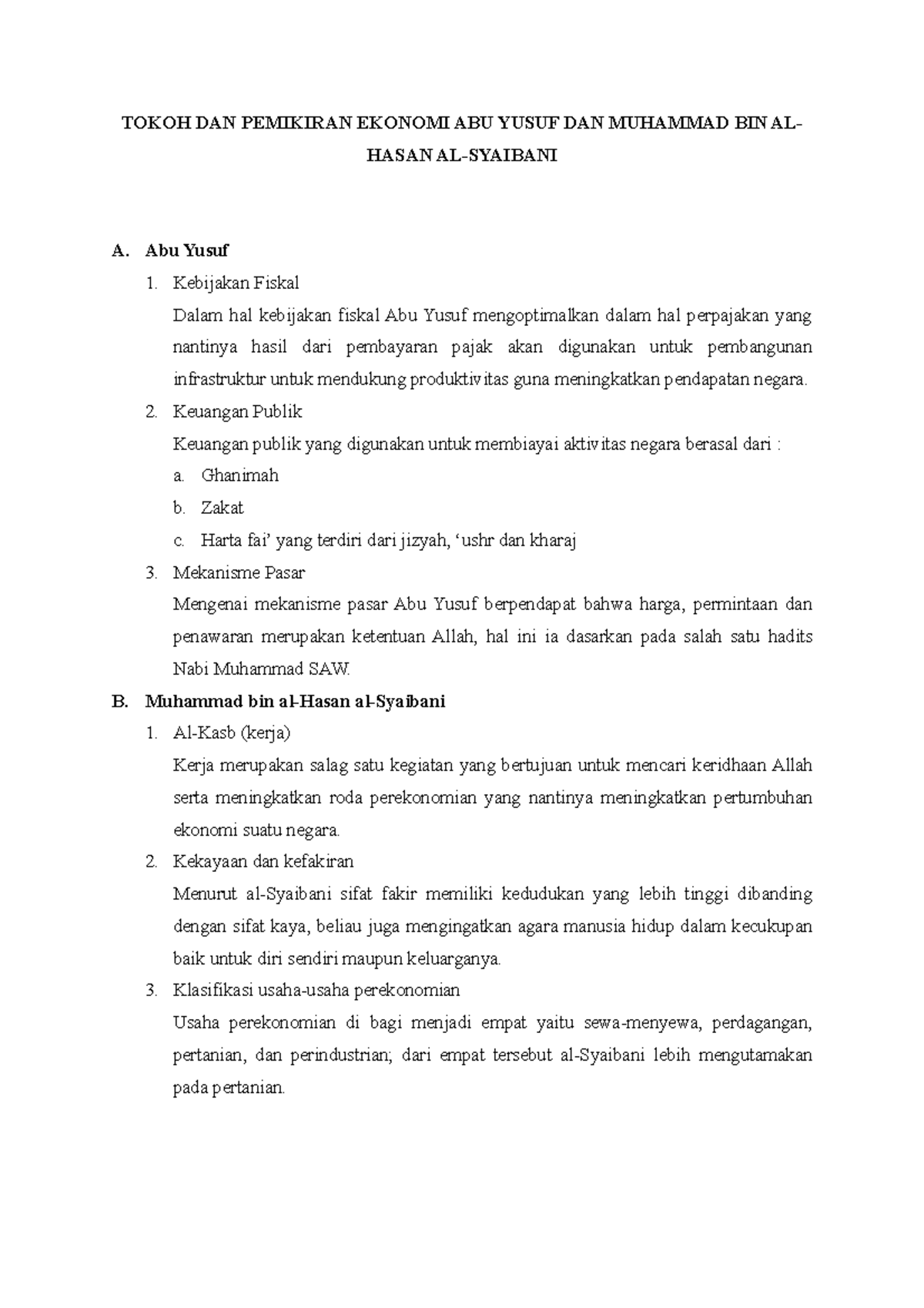 Sejarah pemikiran ekonomi islam 5 - TOKOH DAN PEMIKIRAN EKONOMI ABU ...