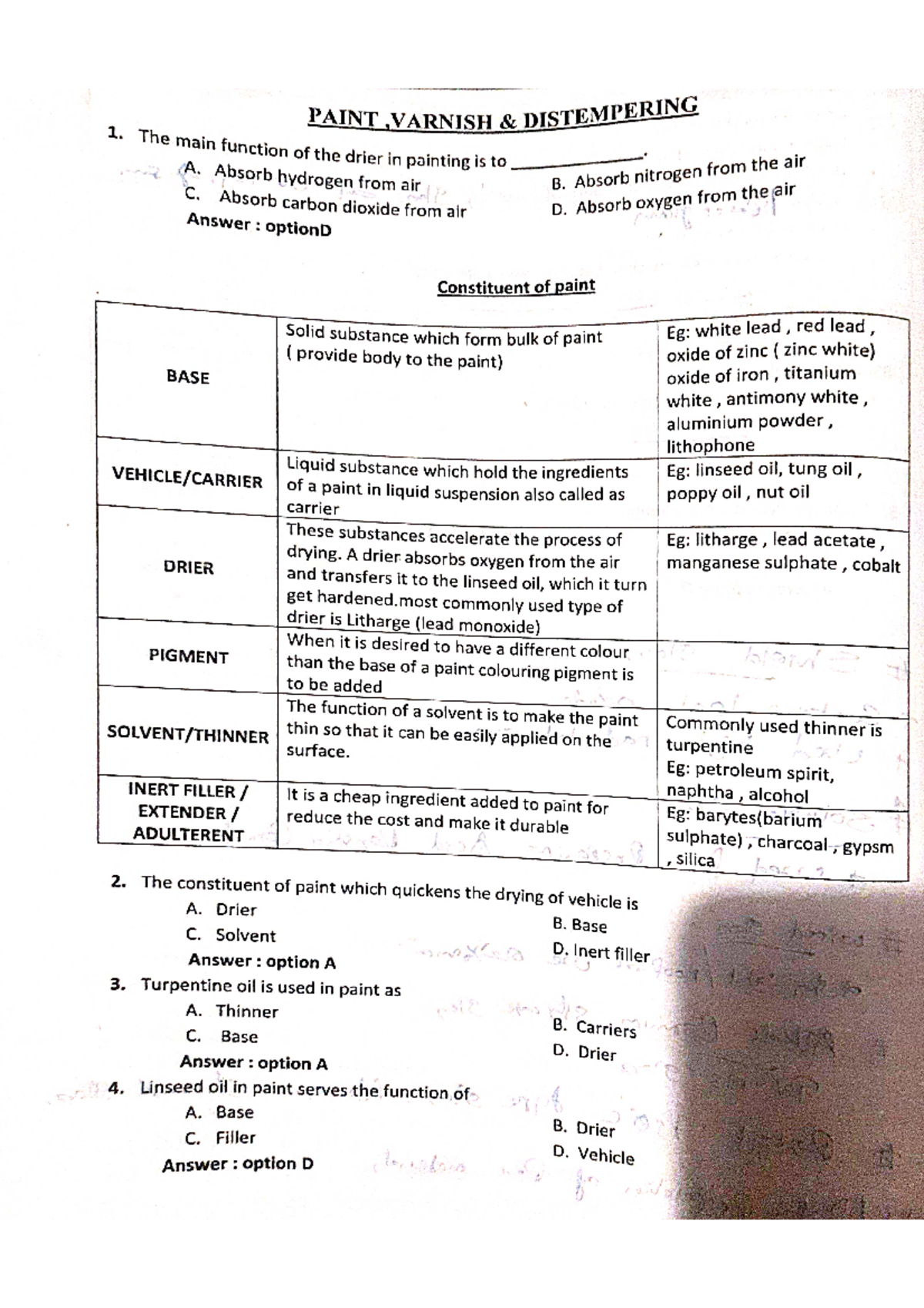 Paint, Varnish, Distemper Civil Engineering Studocu