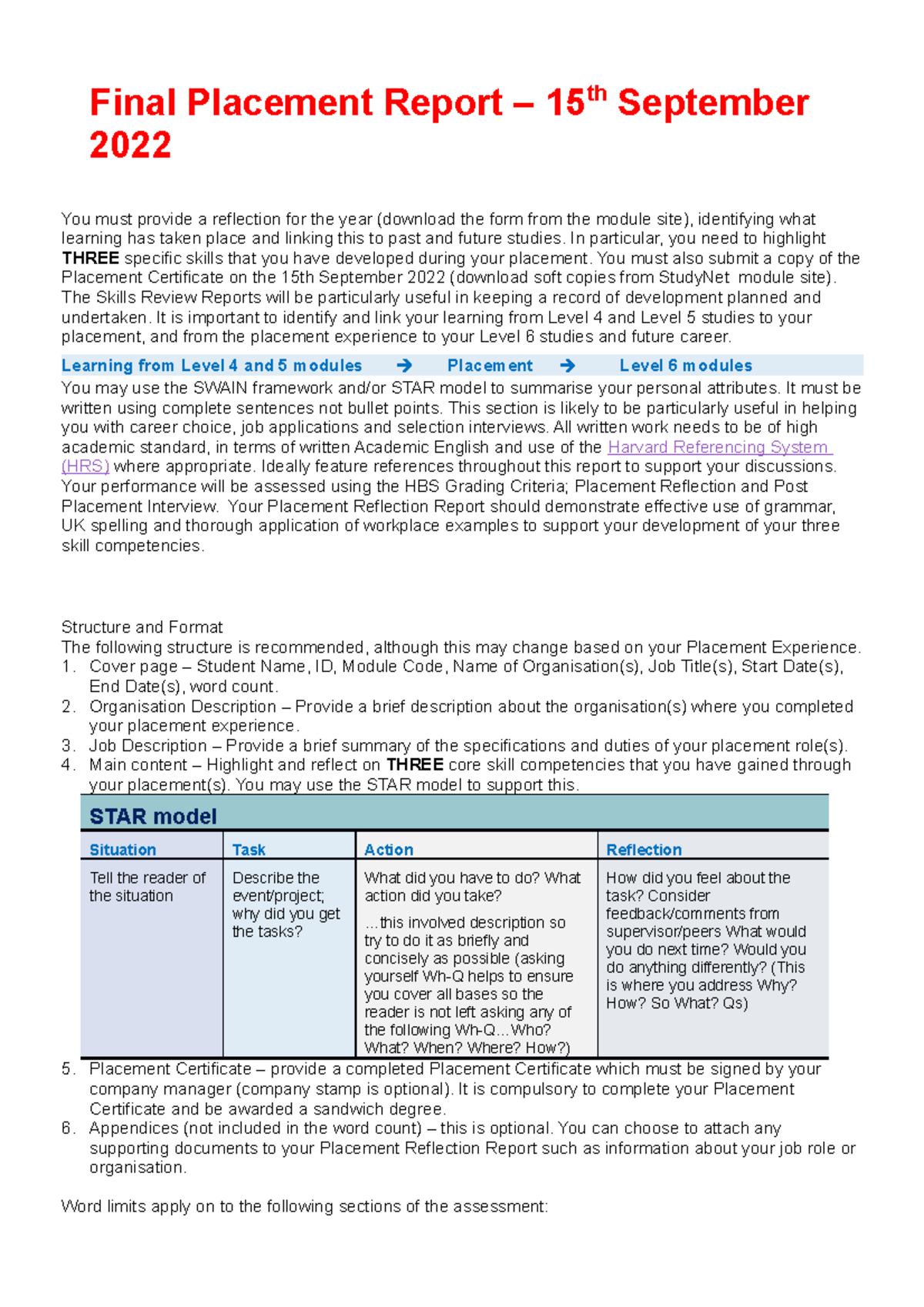 Final Placement Report - In Particular, You Need To Highlight Three 