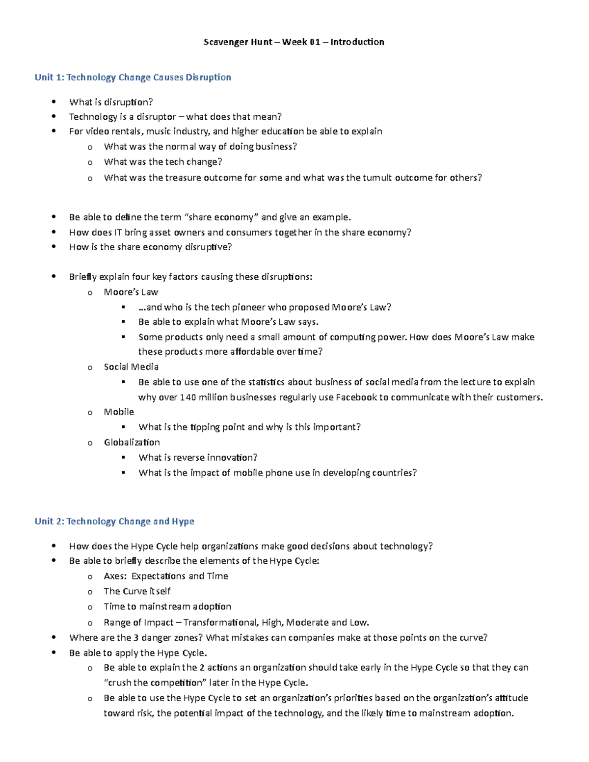 Scavenger Hunt 01-Tech Change - Scavenger Hunt – Week 01 – Introduction ...