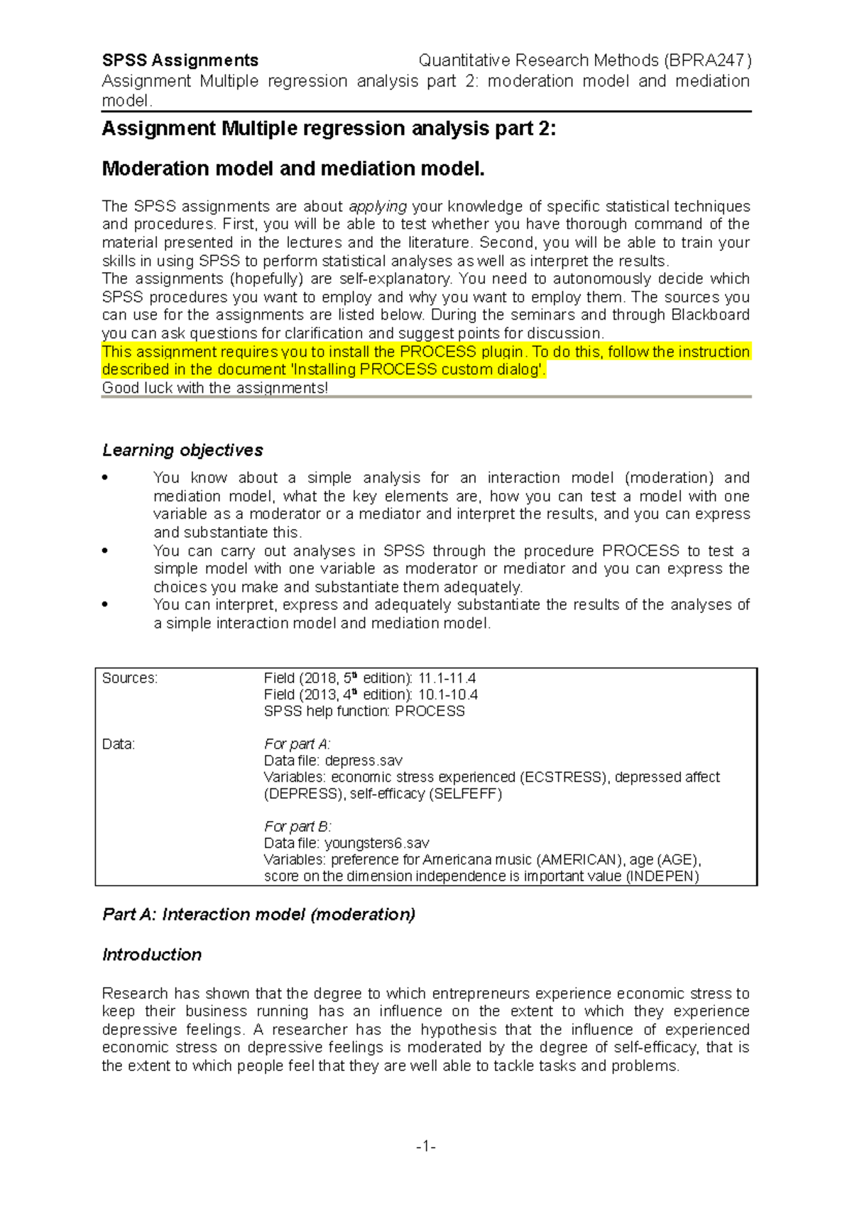 SPSS Assignment Regression Part 2 - Assignment Multiple regression ...