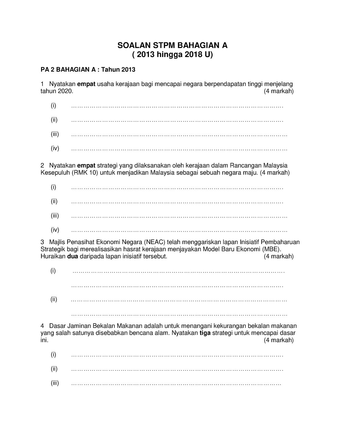 Bahagian A Soalan Pa Pdf Soalan Stpm Bahagian A Hingga U Pa Bahagian A Tahun