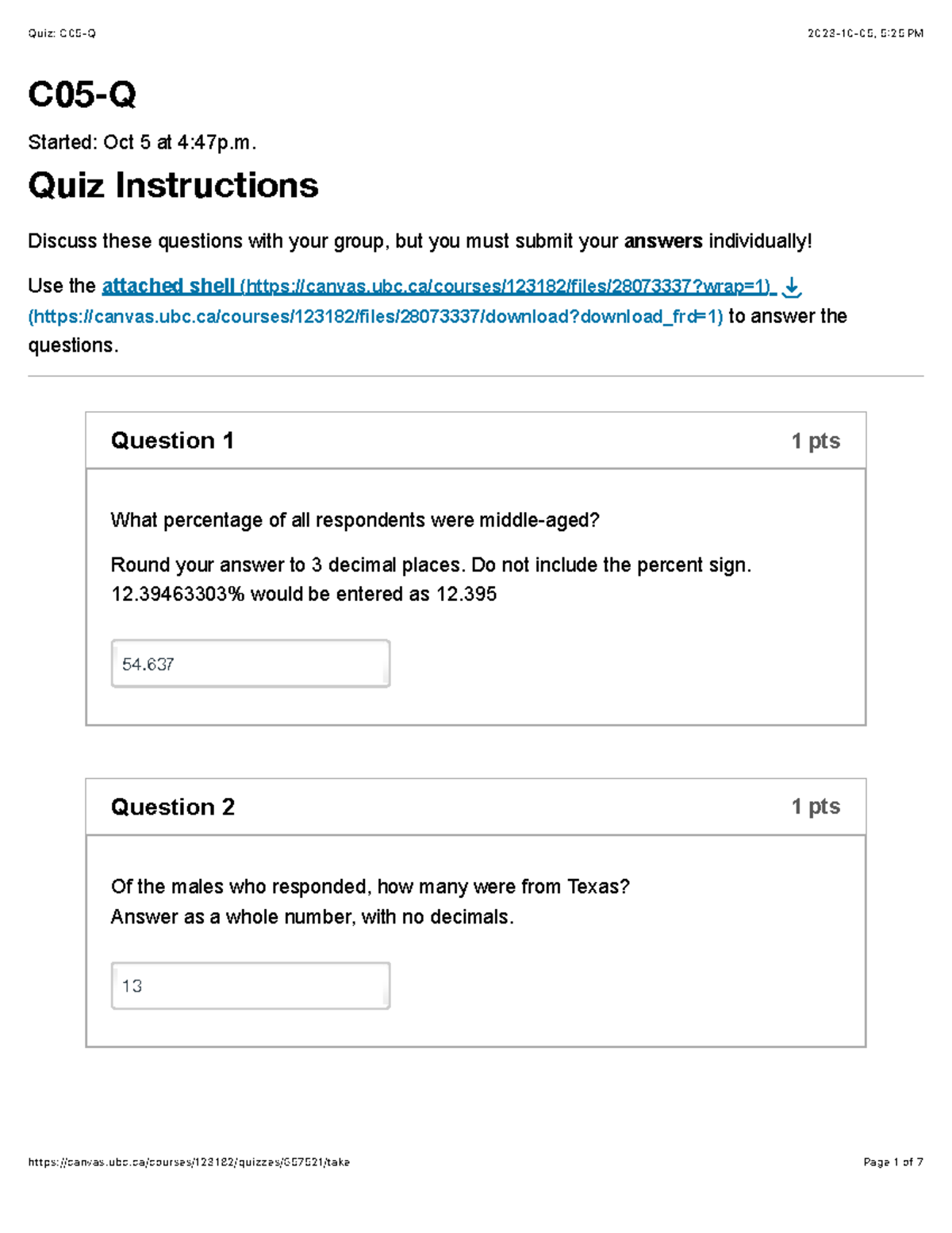 Quiz: C05-Q - Quiz 5 Answers - C05-Q Started: Oct 5 At 4:47p. Quiz ...