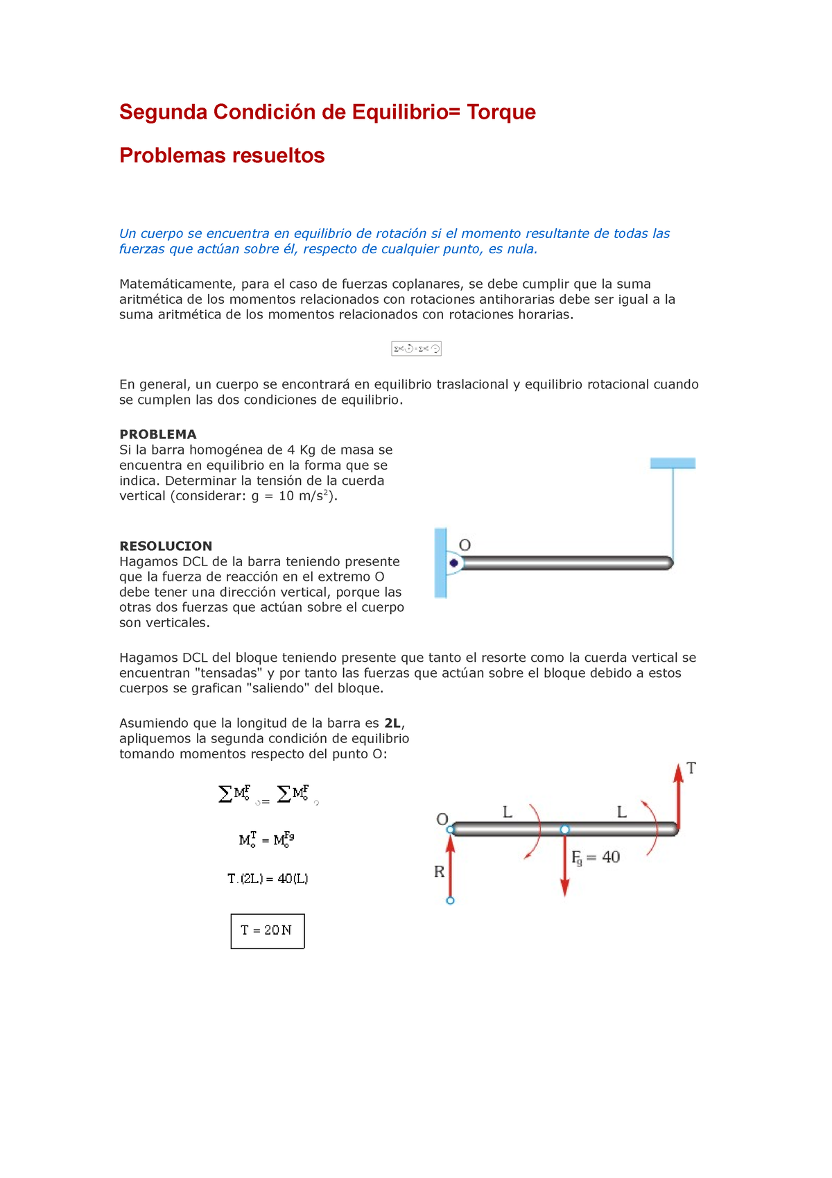 Segunda Condicion De Equilibrio Torque P - Segunda Condición De ...