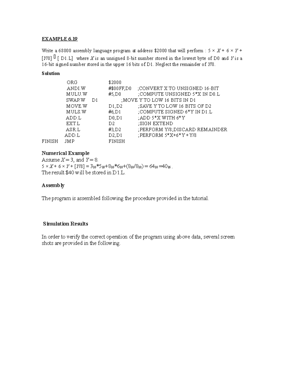 Example 6.19- Solution - EXAMPLE 6. Write a 68000 assembly language ...