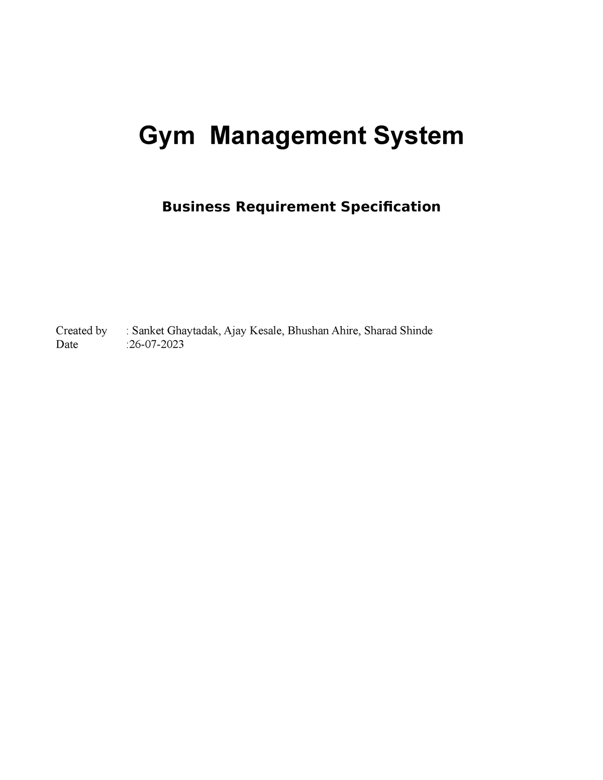 Gym Management System(BRS) - Gym Management System Business Requirement ...