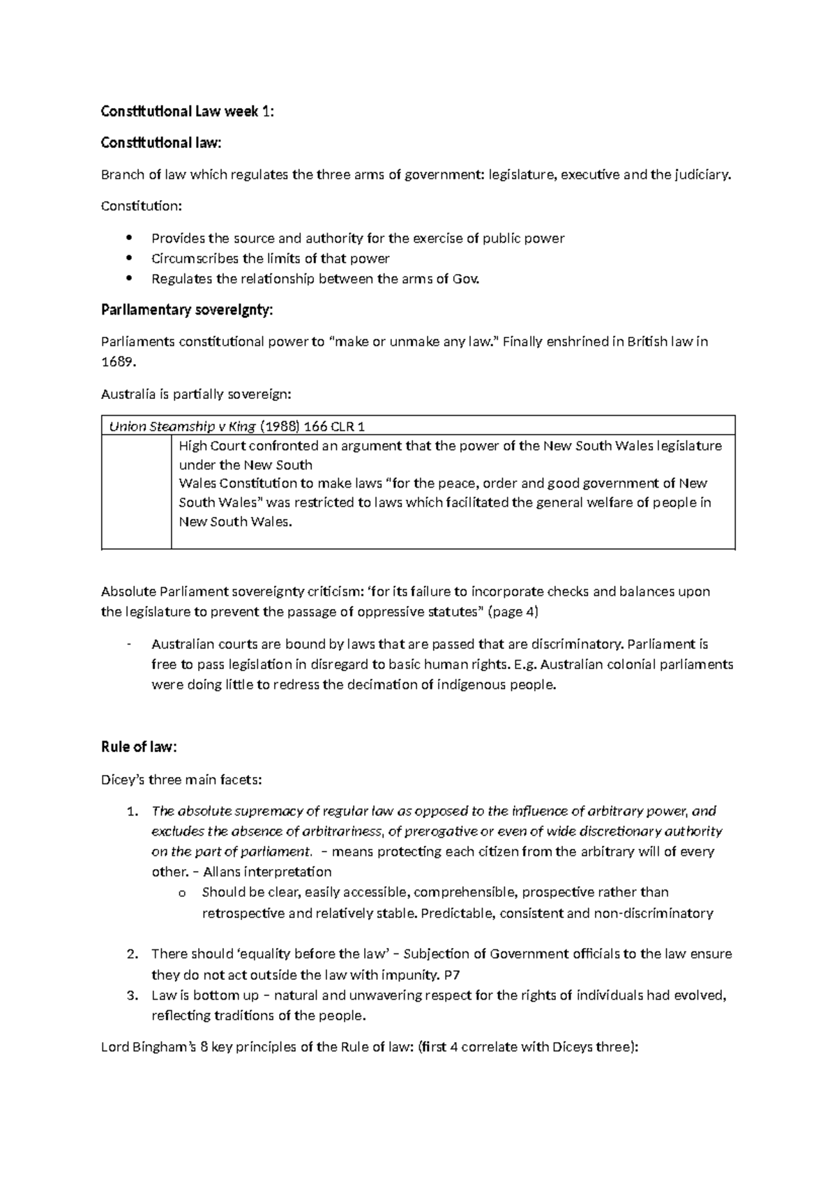 Constitutional Law week 1 - Constitution: Provides the source and ...