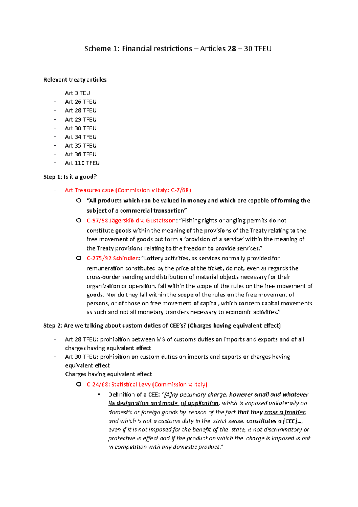 Scheme 1 Free Movement Of Goods - Scheme 1: Financial Restrictions ...