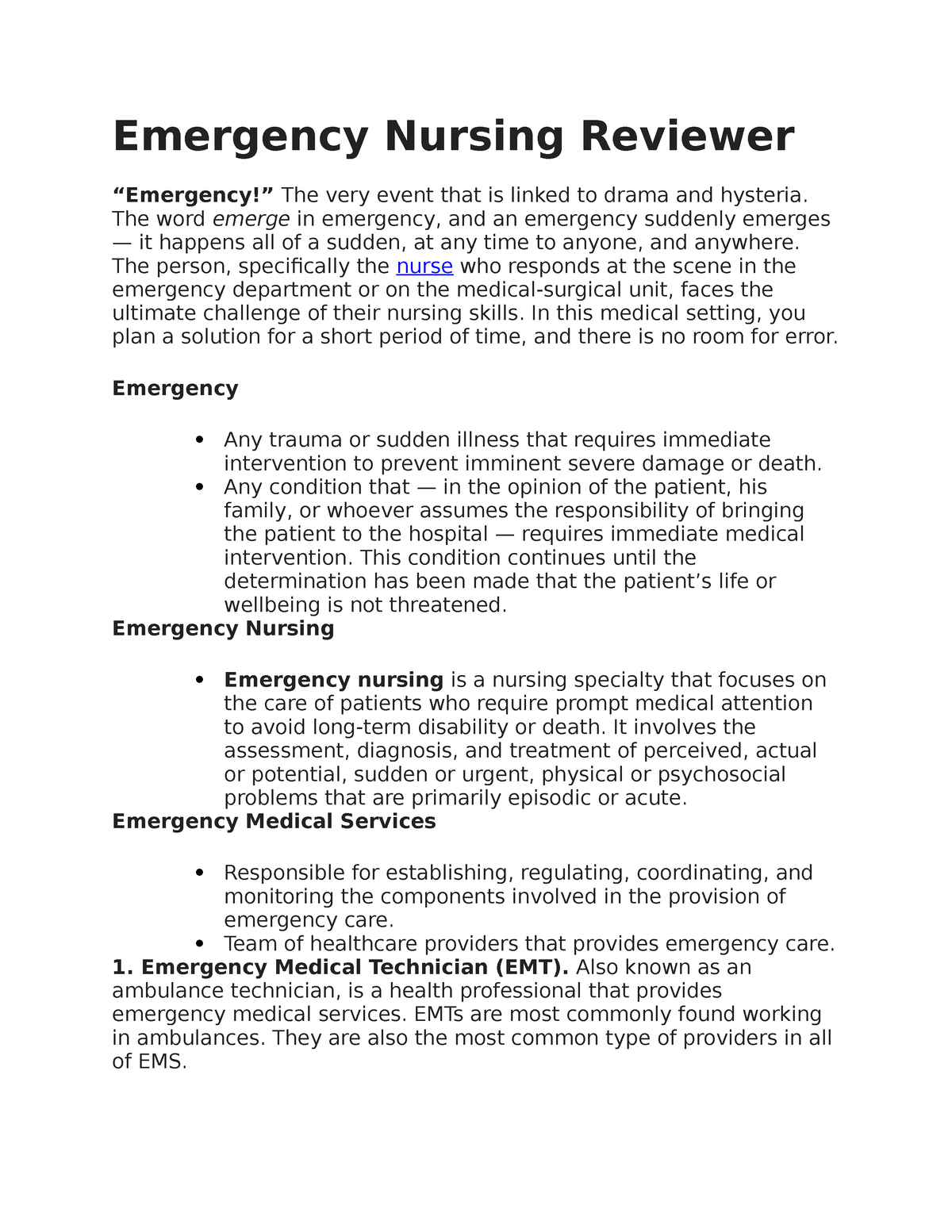 Emergency Nursing Reviewer - Emergency Nursing Reviewer “Emergency ...