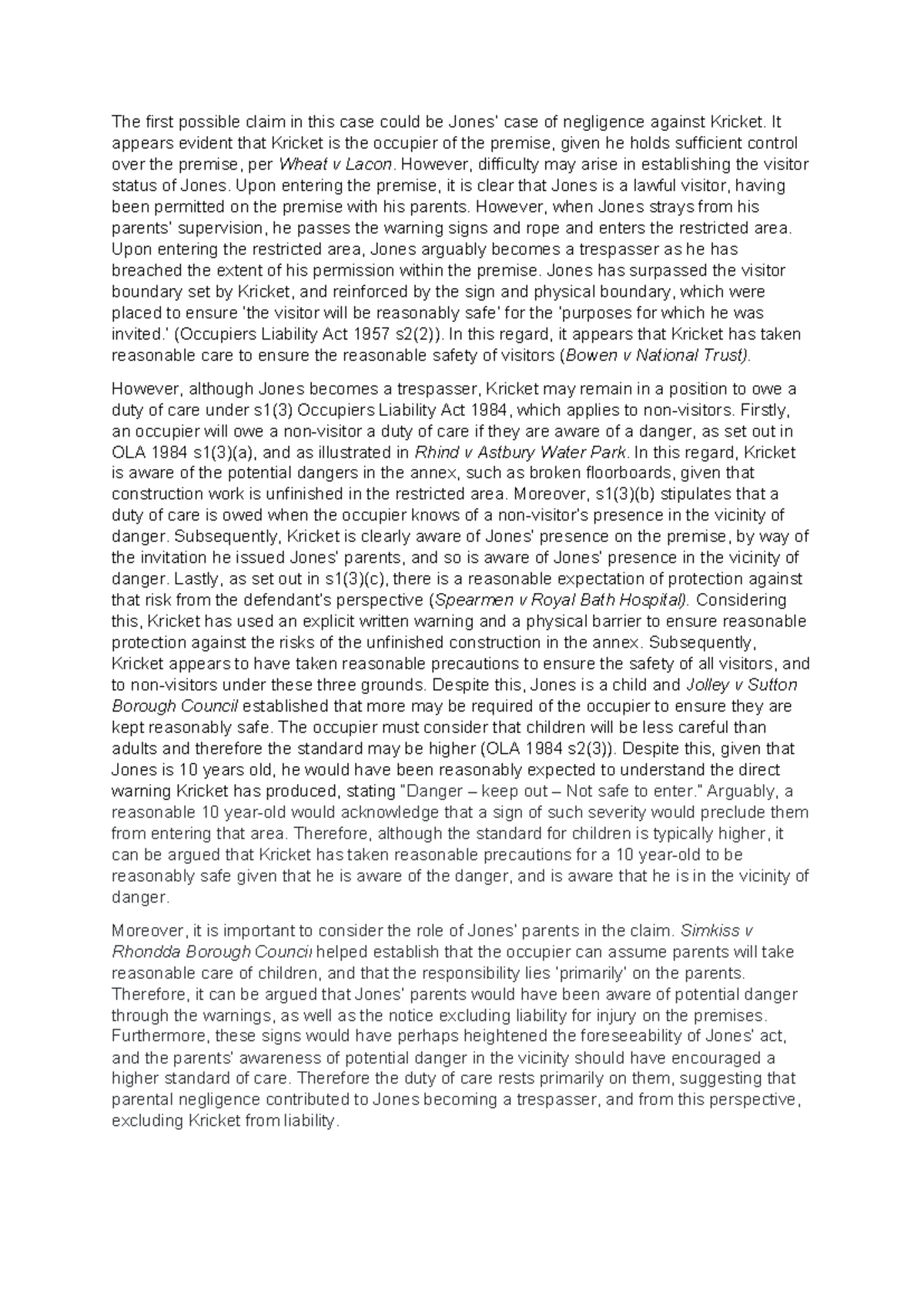 Tort Summative Pq2 Tort Law Formative Answer The First Possible