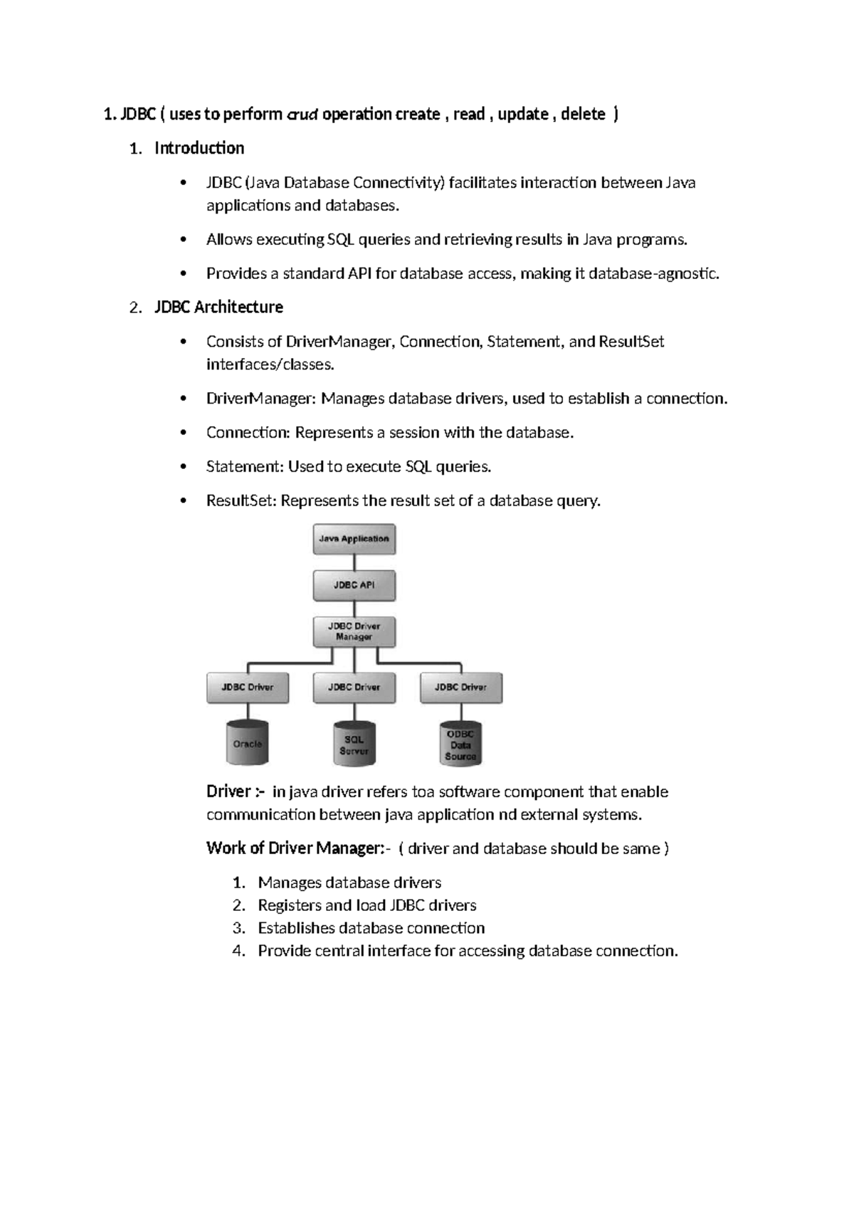 Advance Java notes AND android proraming - 1. JDBC ( uses to perform ...
