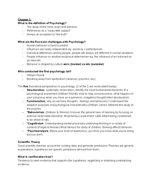 Chapter 1 Psychology and Scientific Thinking - Chapter 1: Psychology ...