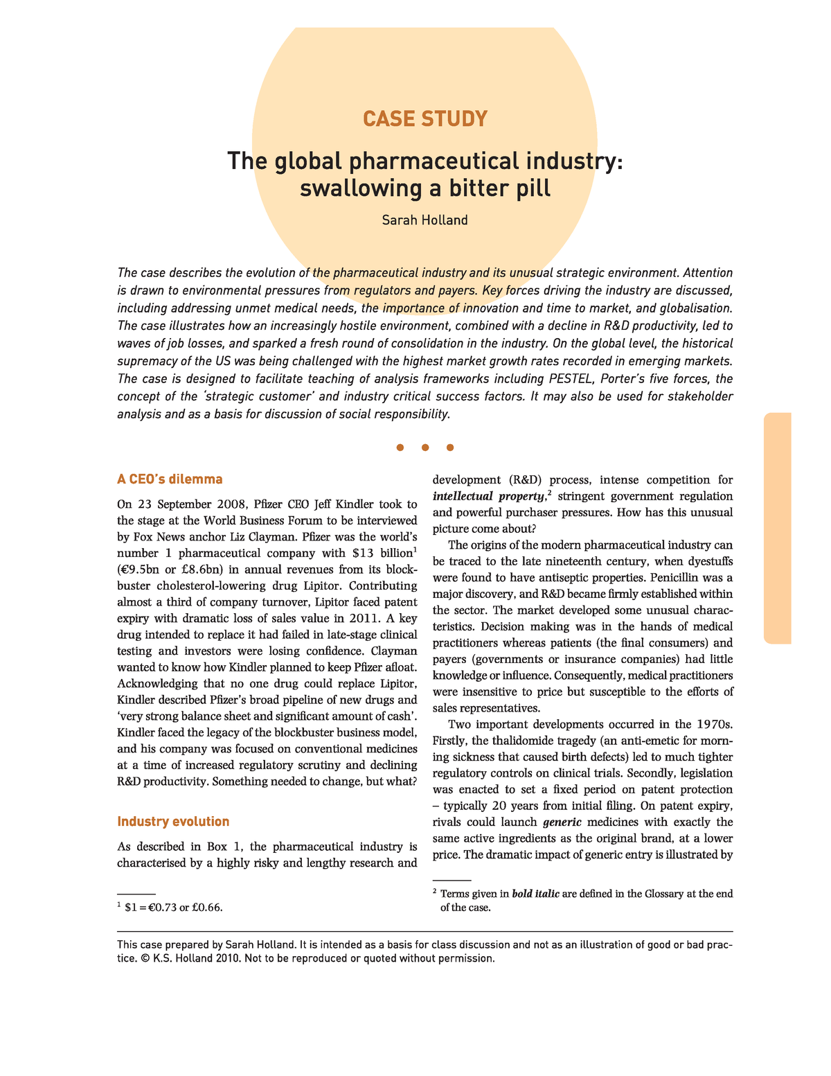 the pharmaceutical industry case study solution