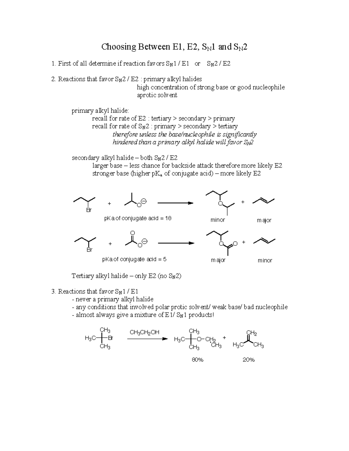 Choose SN1-E1-E2-SN2 - Summary Organic Chemistry and Laboratory I ...