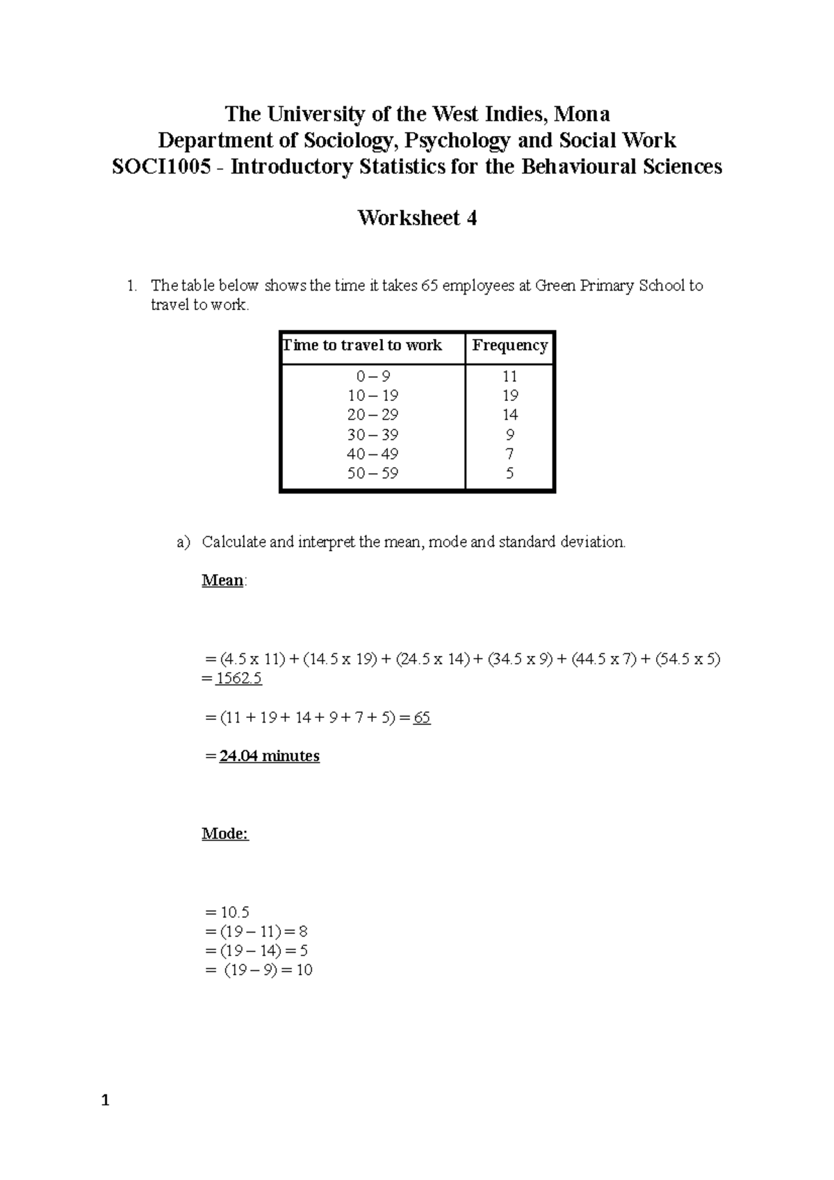 Worksheet 4 - Group 6 - The University of the West Indies, Mona ...