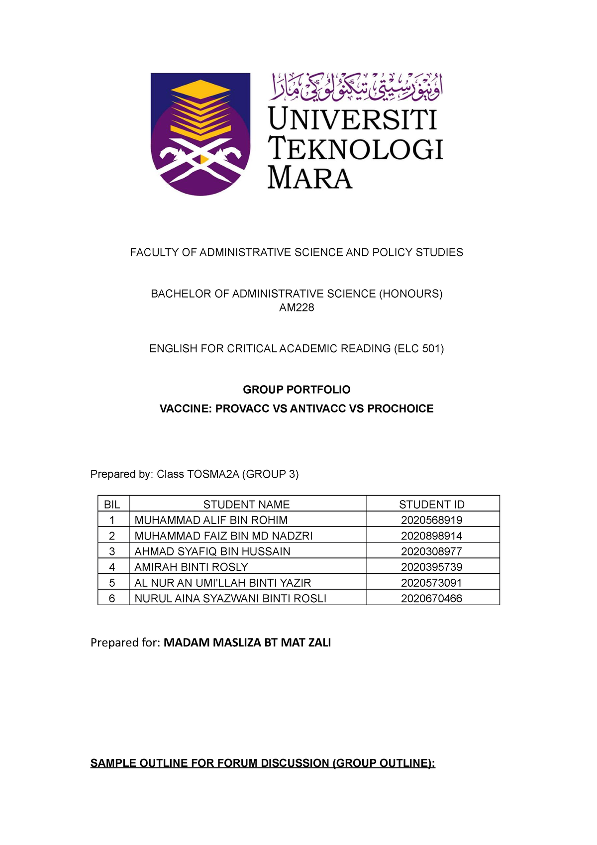 Group 3 - Best One - FACULTY OF ADMINISTRATIVE SCIENCE AND POLICY ...