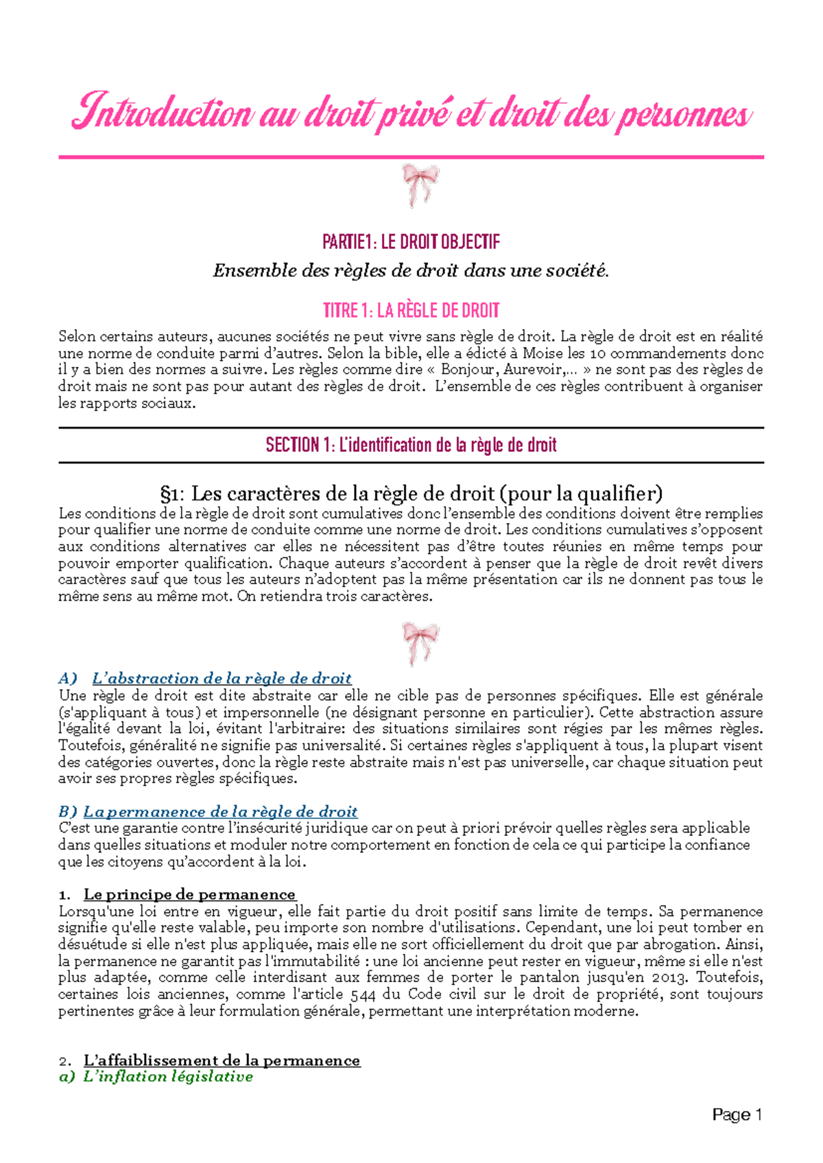 Droit privé et des personnes - Introduction au droit privé et droit des ...