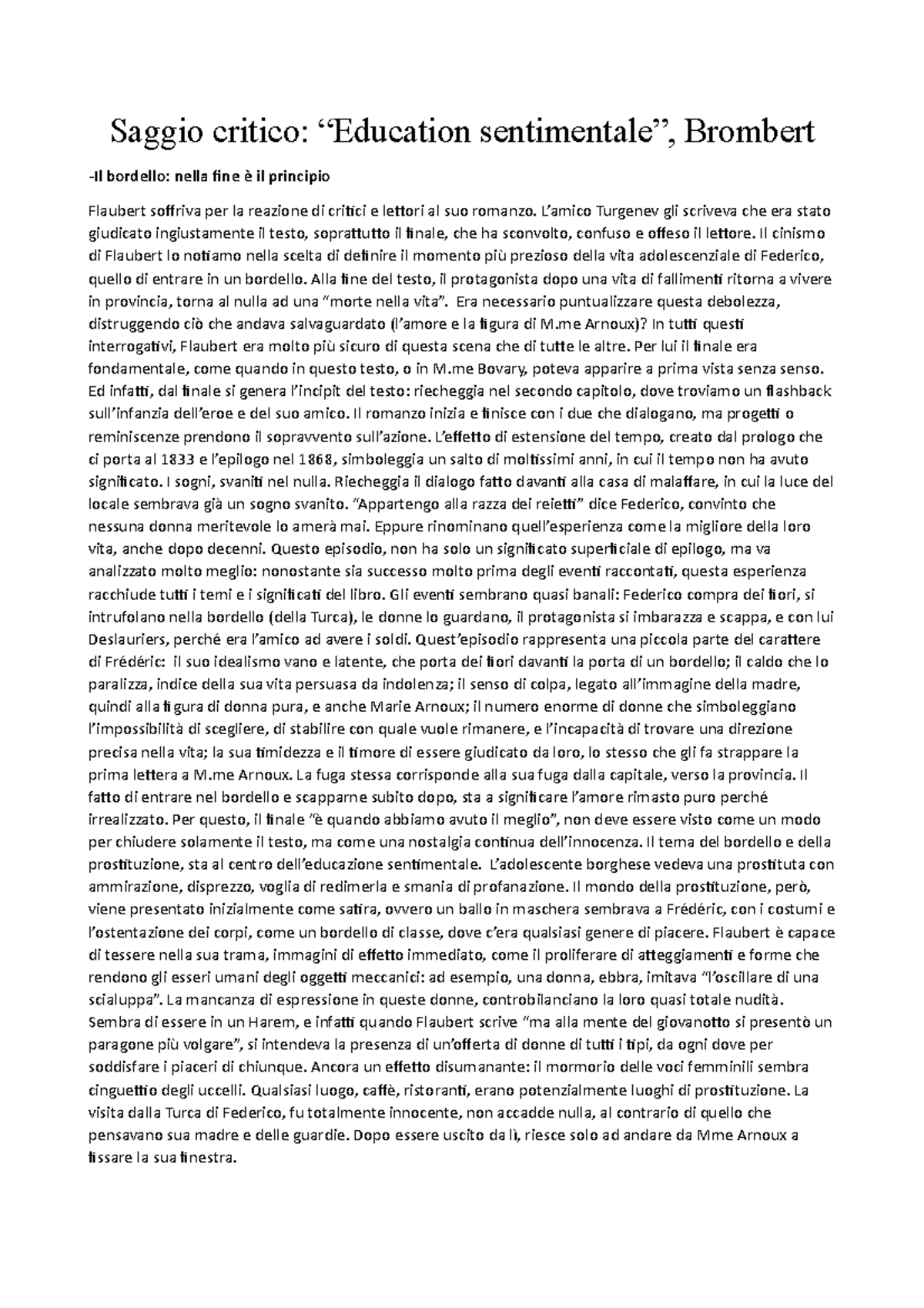 Saggio critico education sentimental - Saggio critico: “Education ...