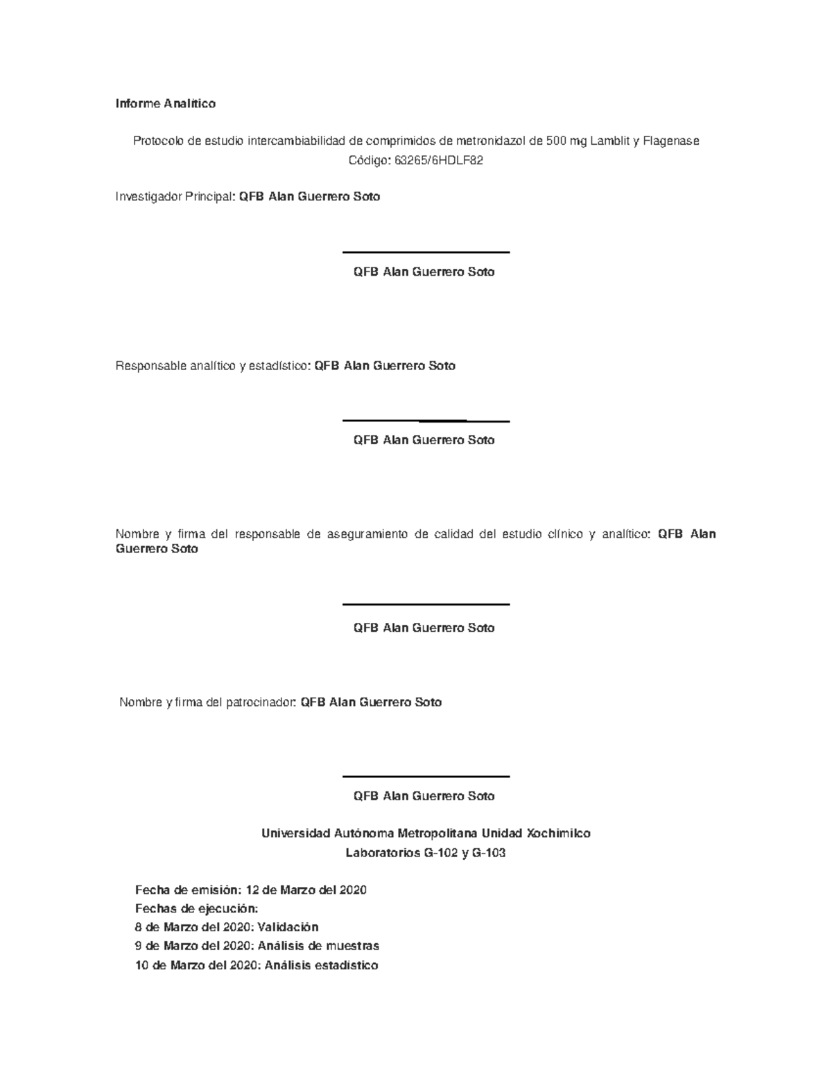 Informe Analitico Uam Studocu