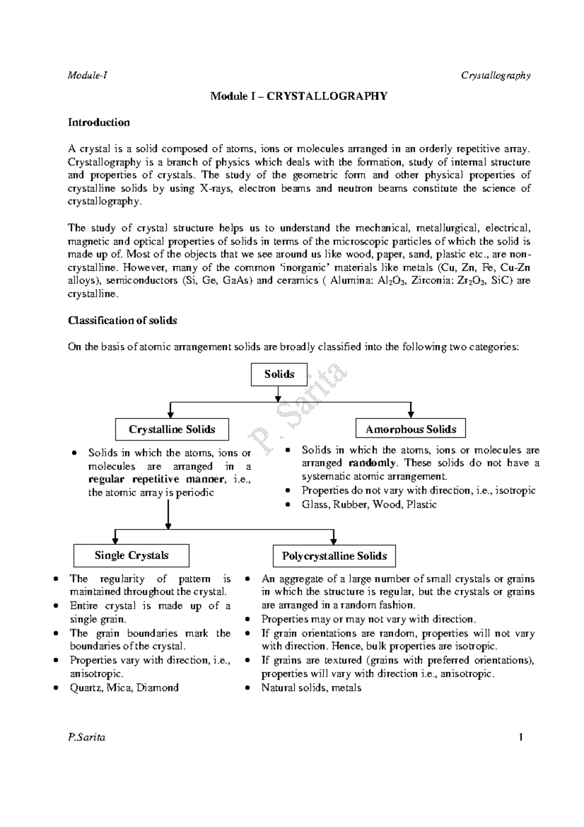 Unit 2 Crystallography - Module I – CRYSTALLOGRAPHY Introduction A ...