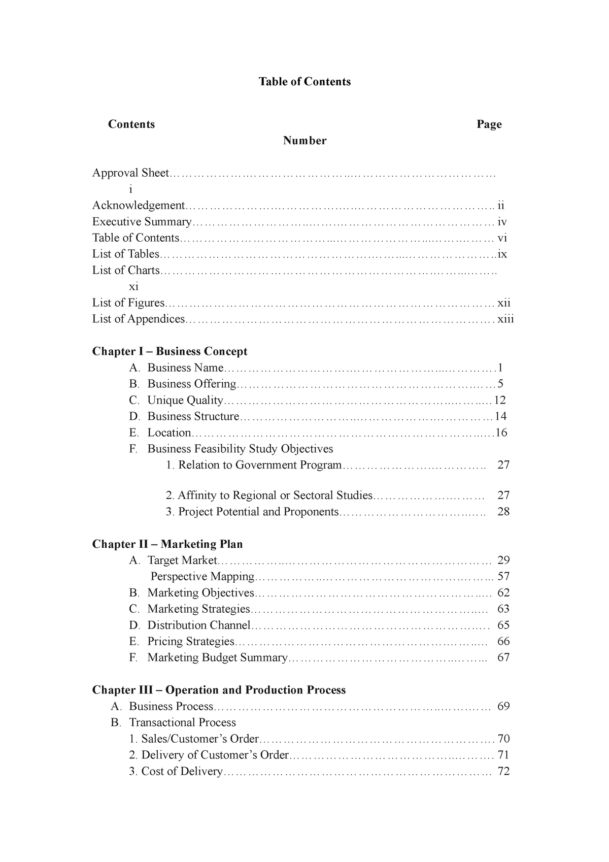 Marketing plan template - Table of Contents Contents Page Number ...