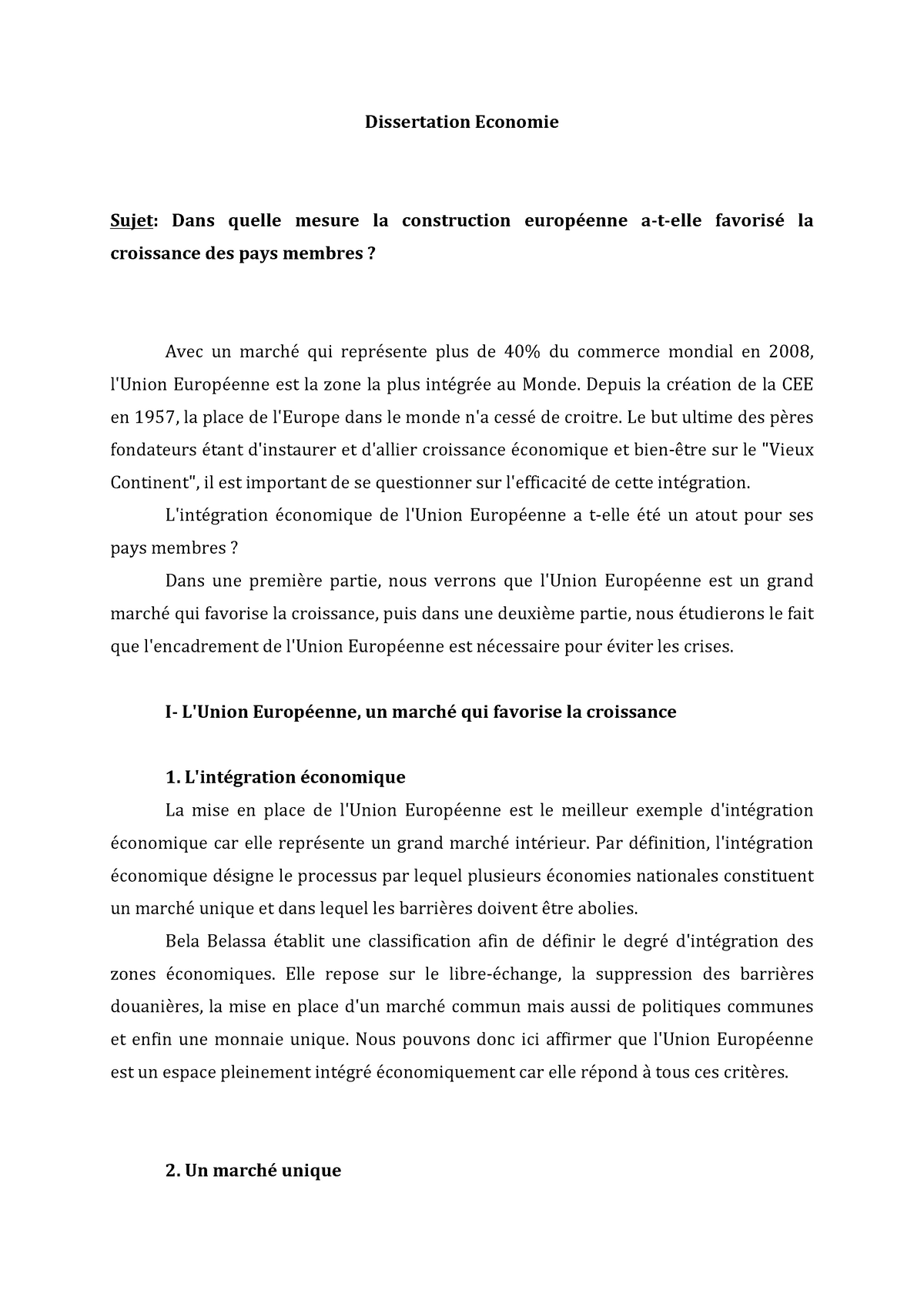 dissertation economie sujet