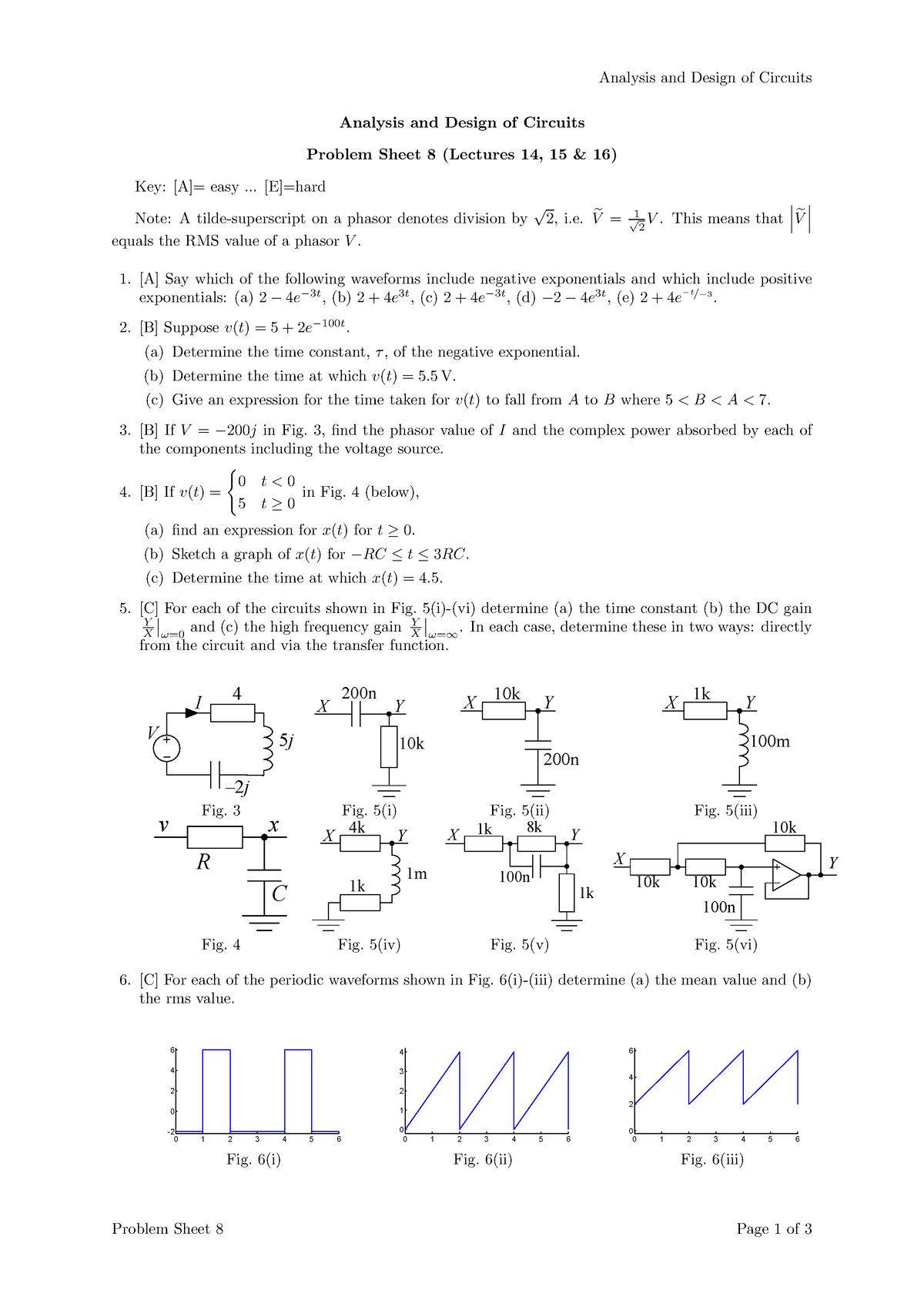 Problem sheet 8 - Analysis and Design of Circuits Analysis and Design ...