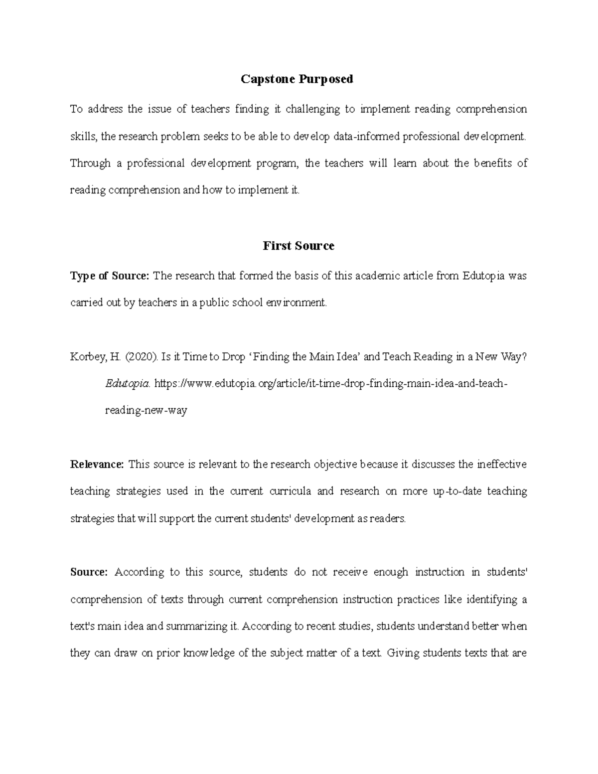 D180 TASK 2PP D180 Capstone Purposed To address the issue of