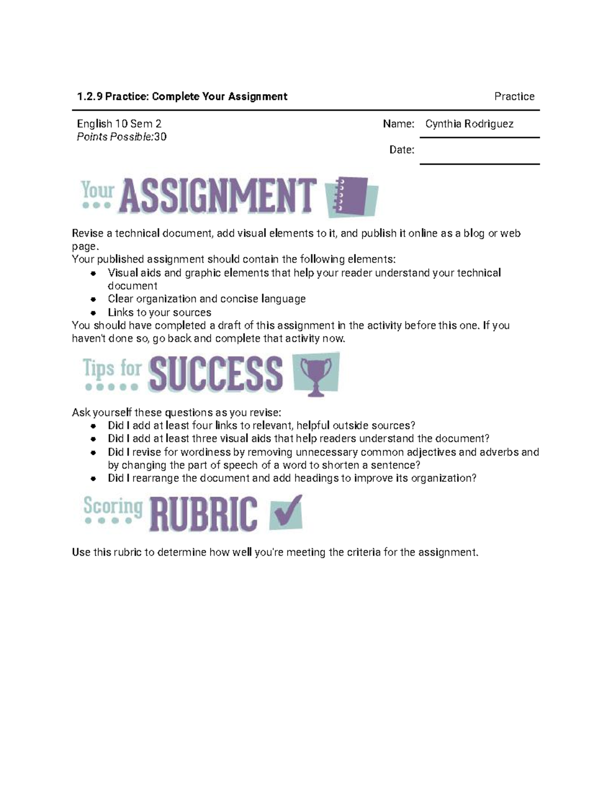 2.1.9 practice complete your assignment