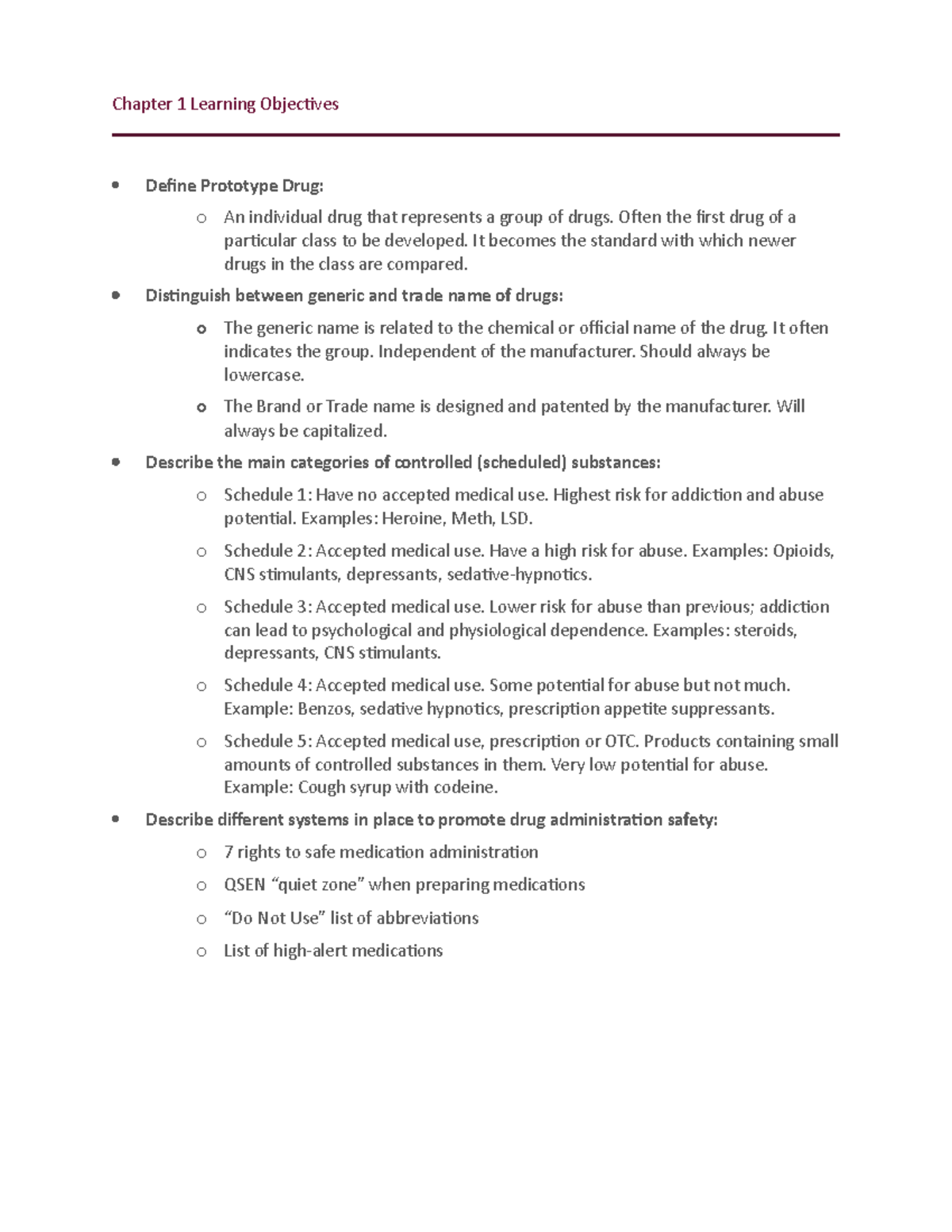 Learning Objectives Exam 1 - Chapter 1 Learning Objectives Define ...