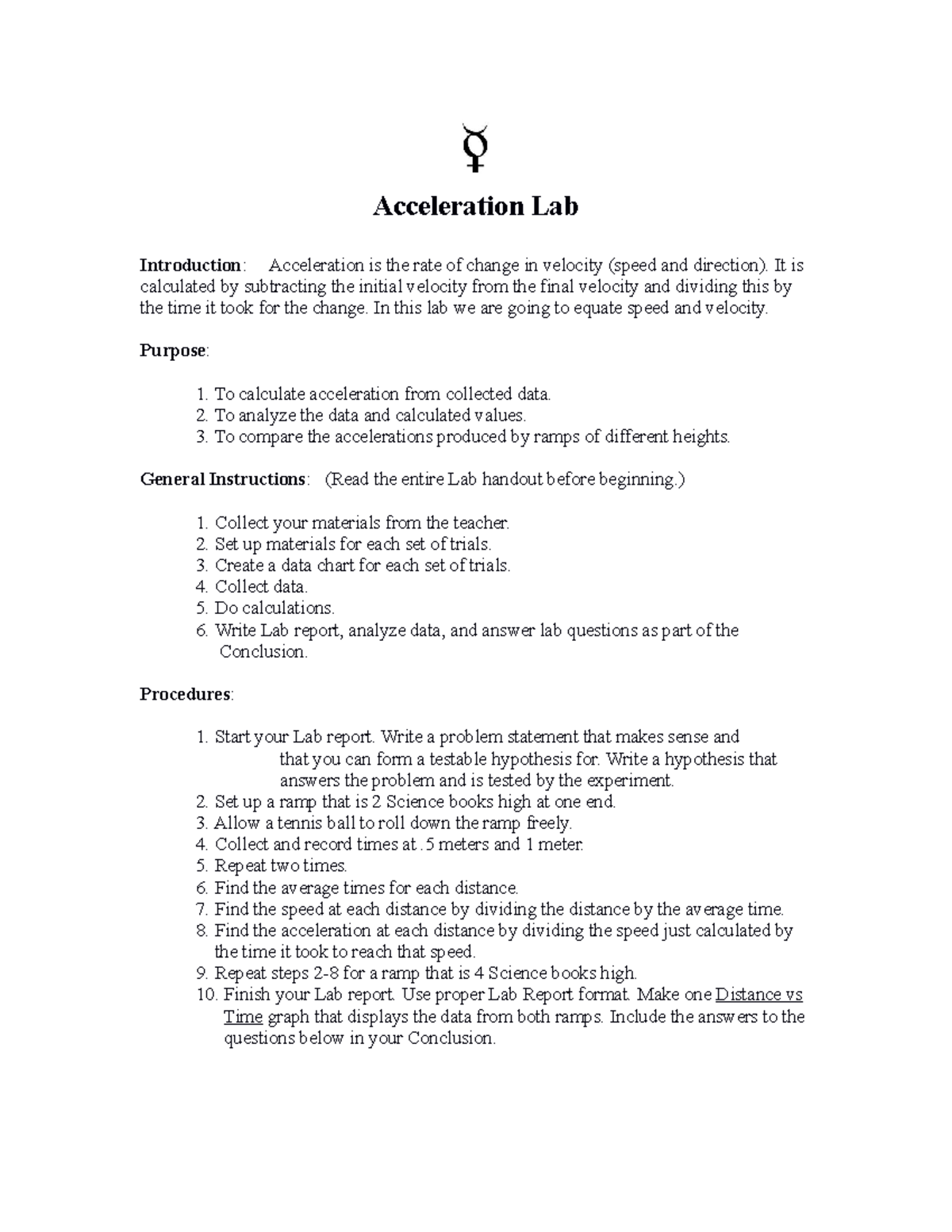 Acceleration Lab Acceleration Lab Introduction Acceleration is the
