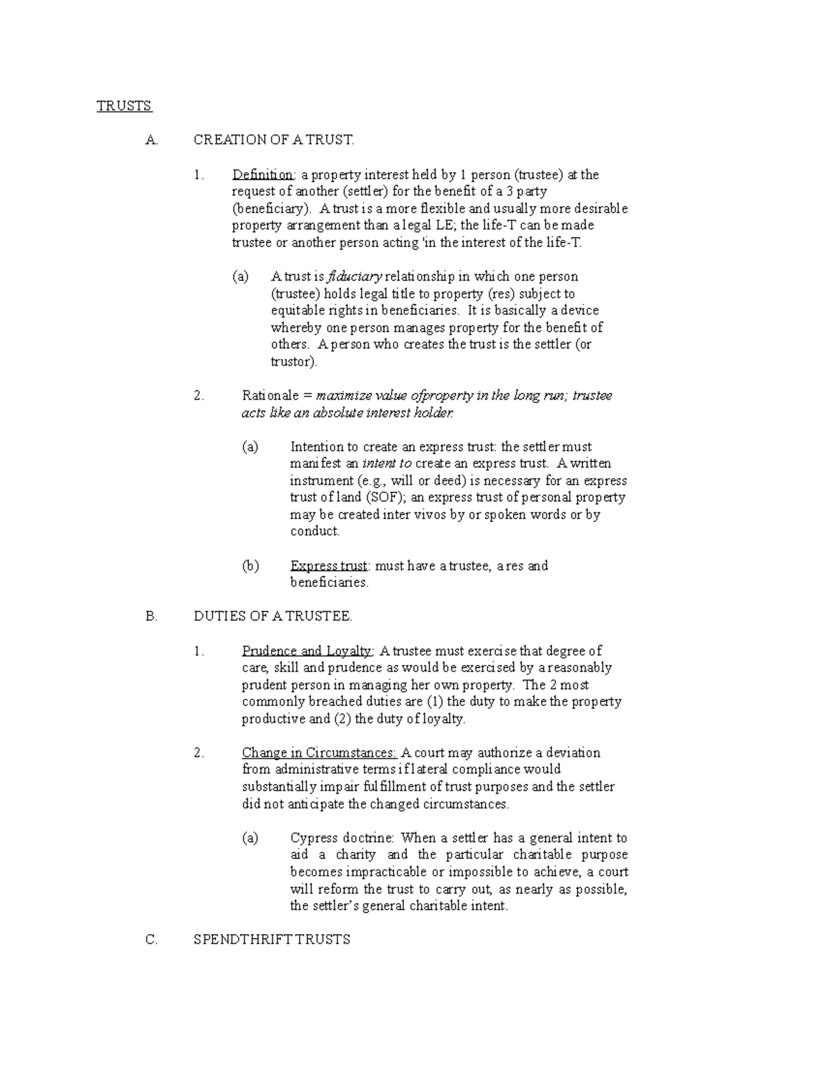 property-law-outline-2-trusts-a-creation-of-a-trust-definition-a