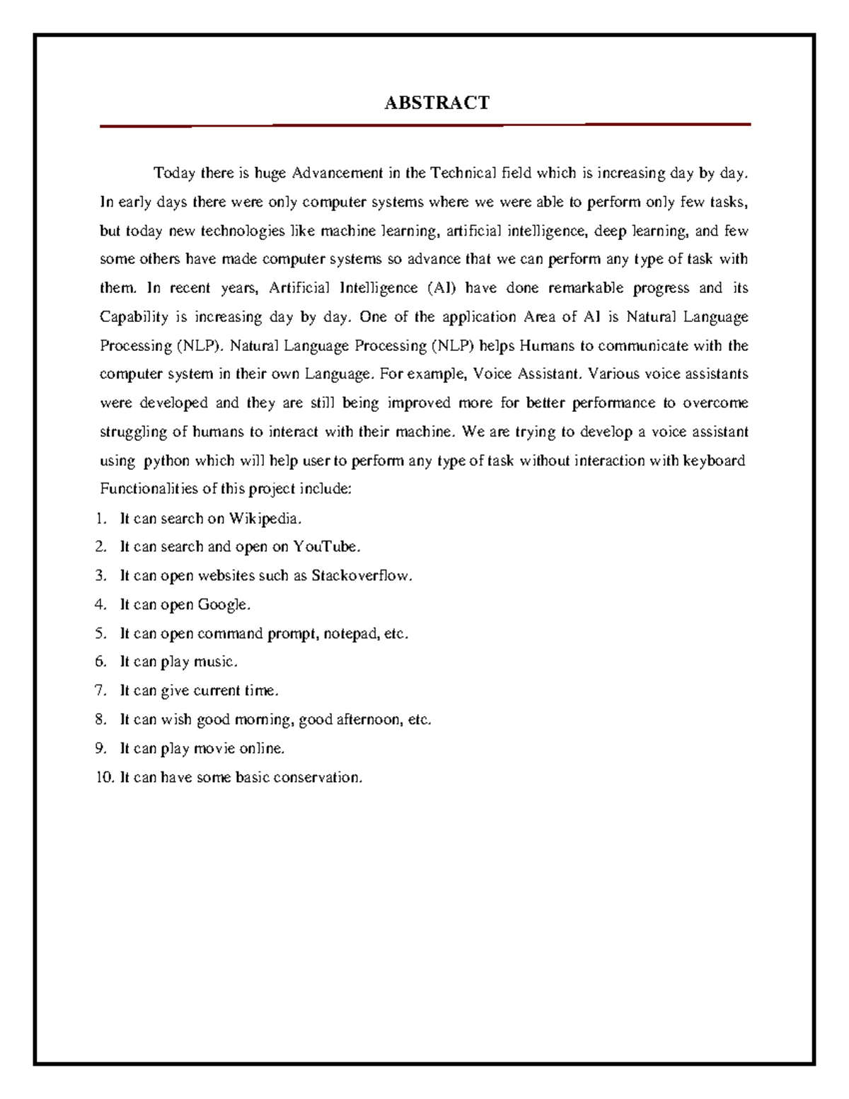Part-2 - Virtual Assiatant - ABSTRACT Today there is huge Advancement ...