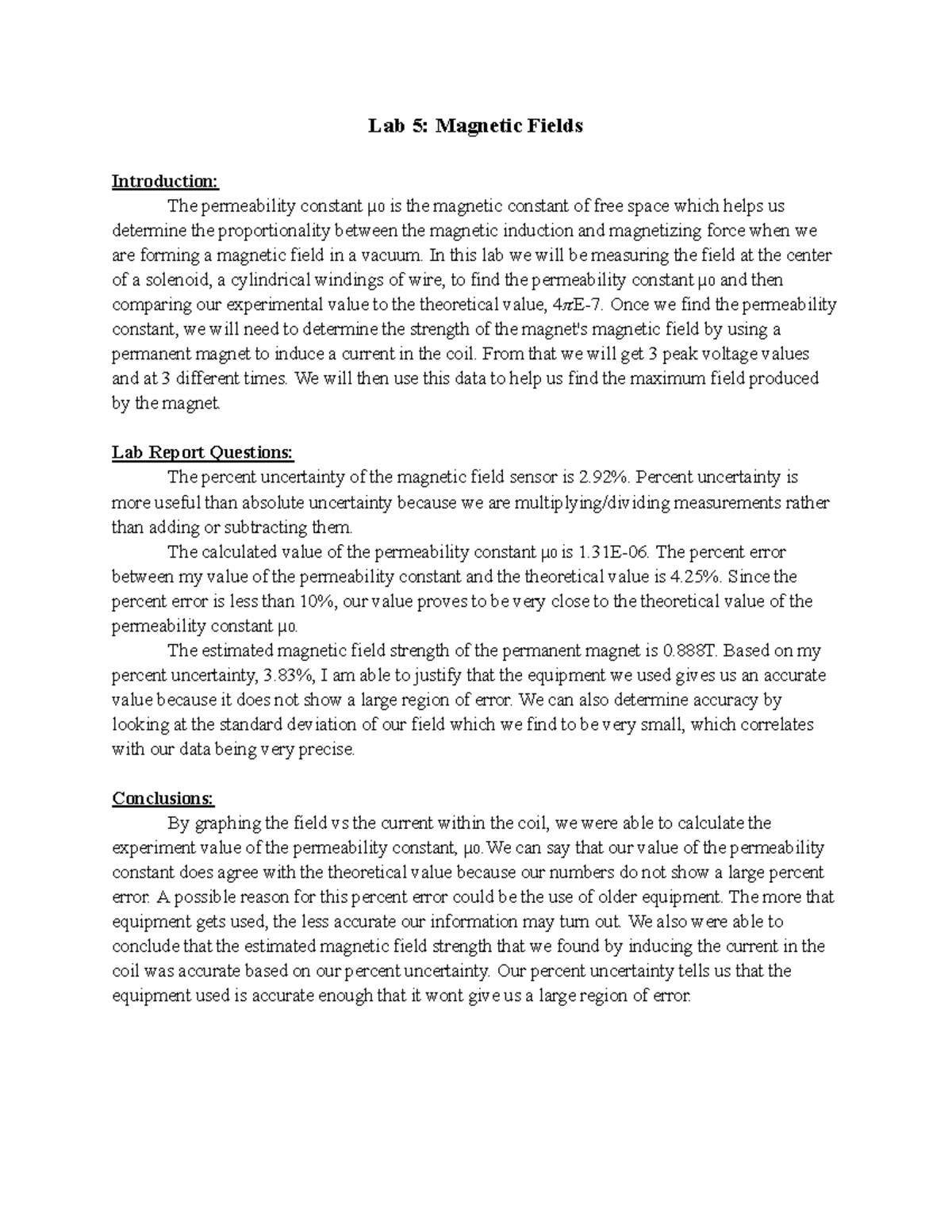 Lab 5 Fields lab work Lab 5 Fields Introduction