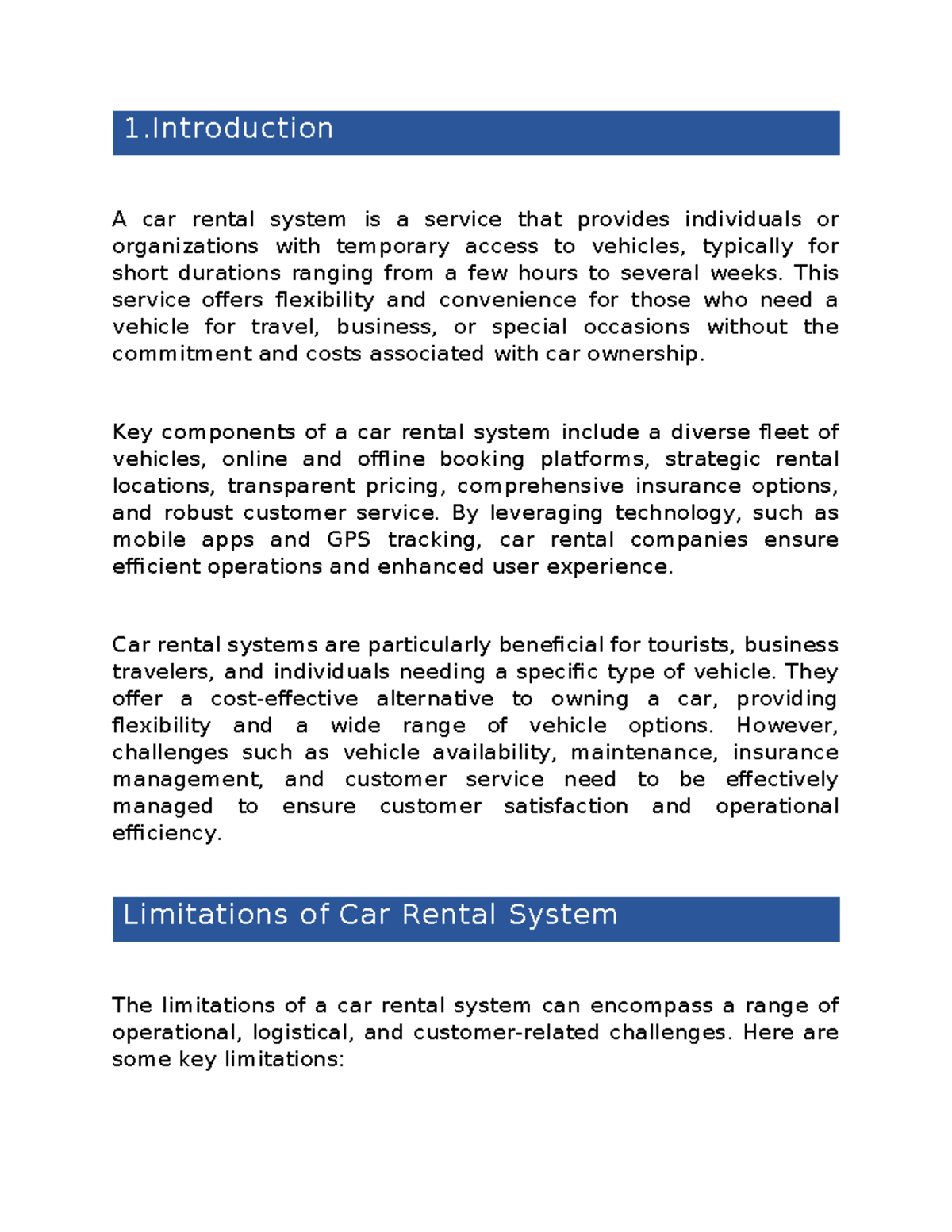 Car rental - 1 A car rental system is a service that provides ...