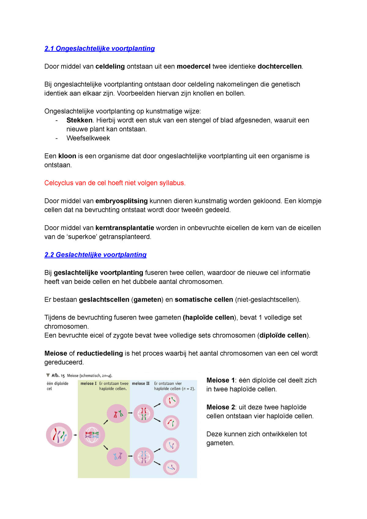 Biologie Voor Jou Voortplanting - 2 Ongeslachtelijke Voortplanting Door ...