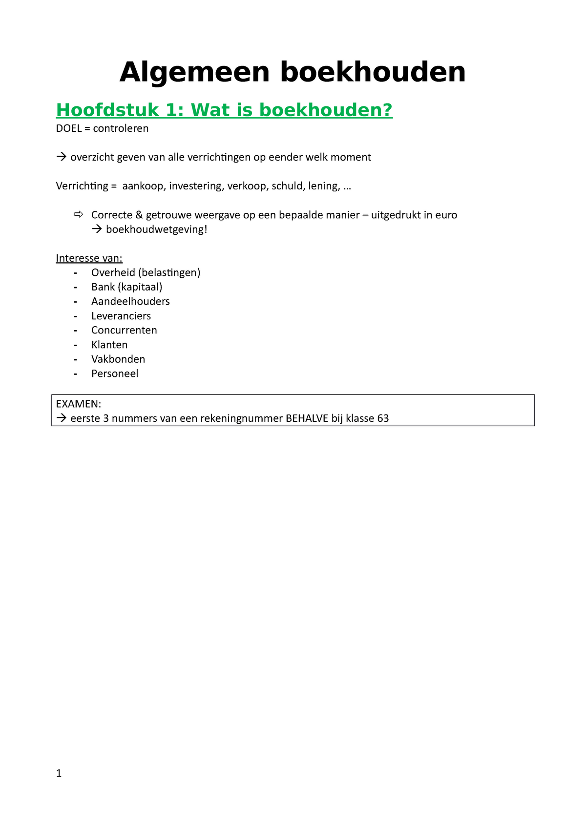 Algemeen Boekhouden Periode 1 - Algemeen Boekhouden Hoofdstuk 1: Wat Is ...