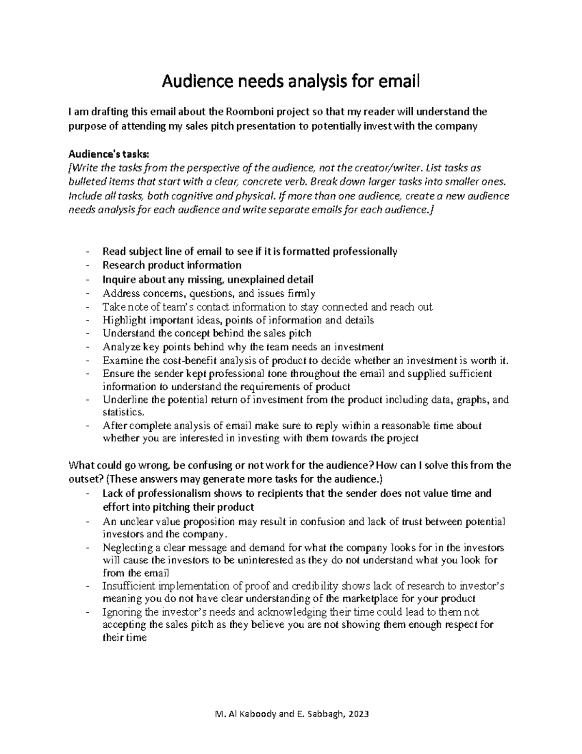 ANA for email - ana - M. Al Kaboody and E. Sabbagh, 2023 Audience needs ...